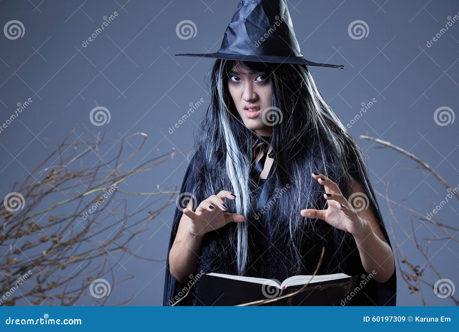Witch Using Spell Book Stock Image Image Of Angry Wizard 60197309 