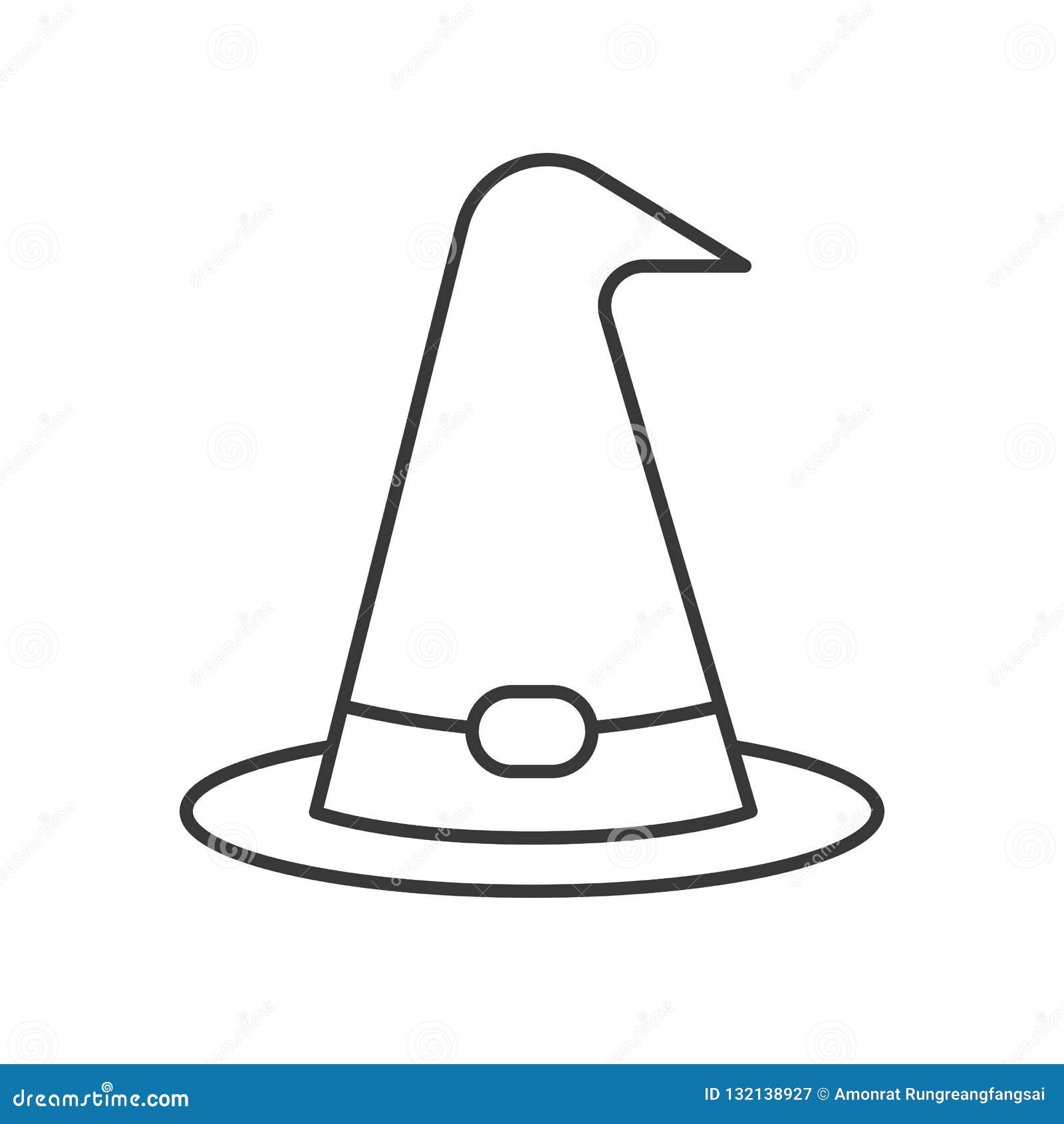 witch or wizard hat, halloween related icon, outline  edit