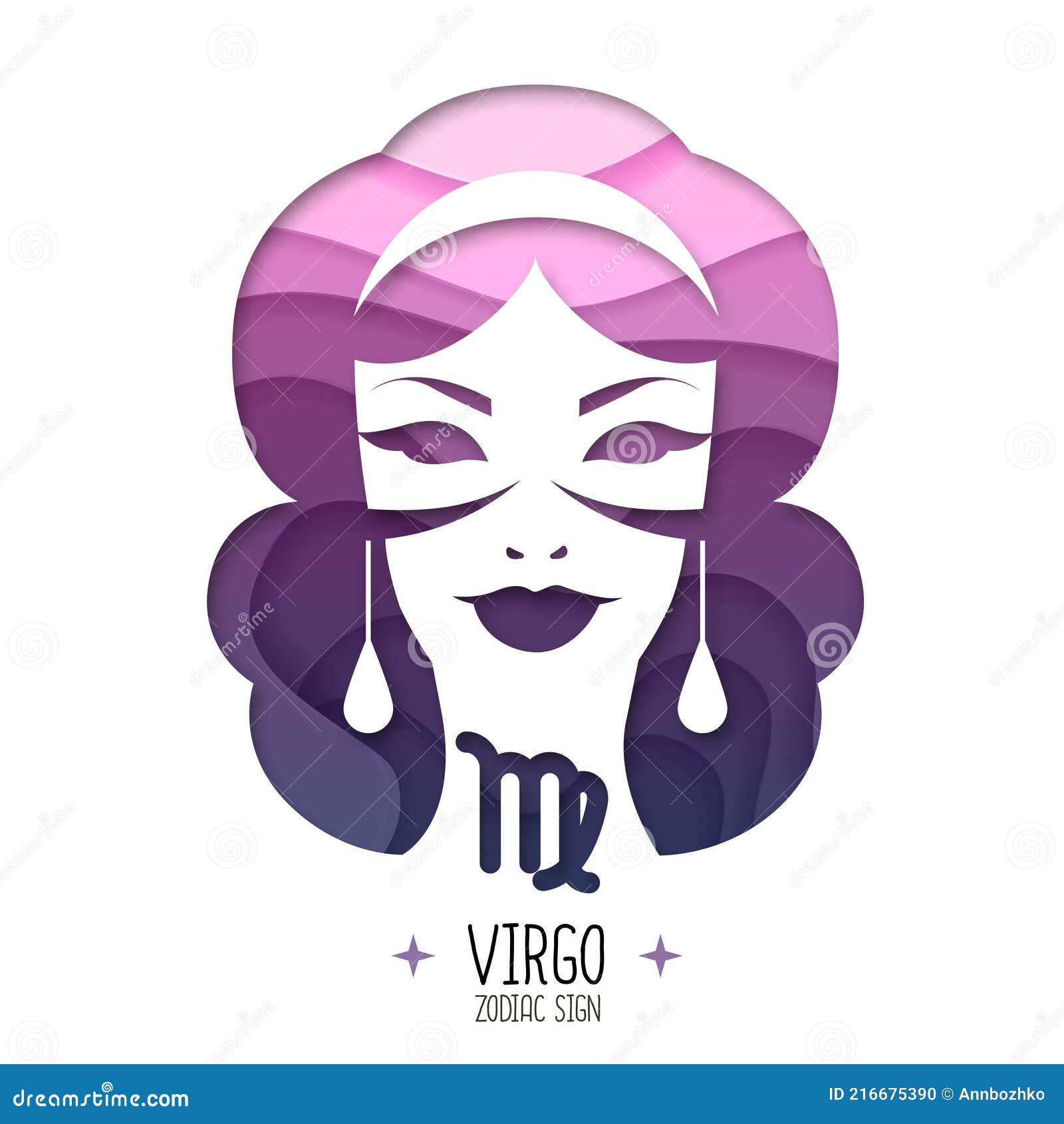 Witchcraft Card with Astrology Virgo Zodiac Sign. Woman Head Logo ...