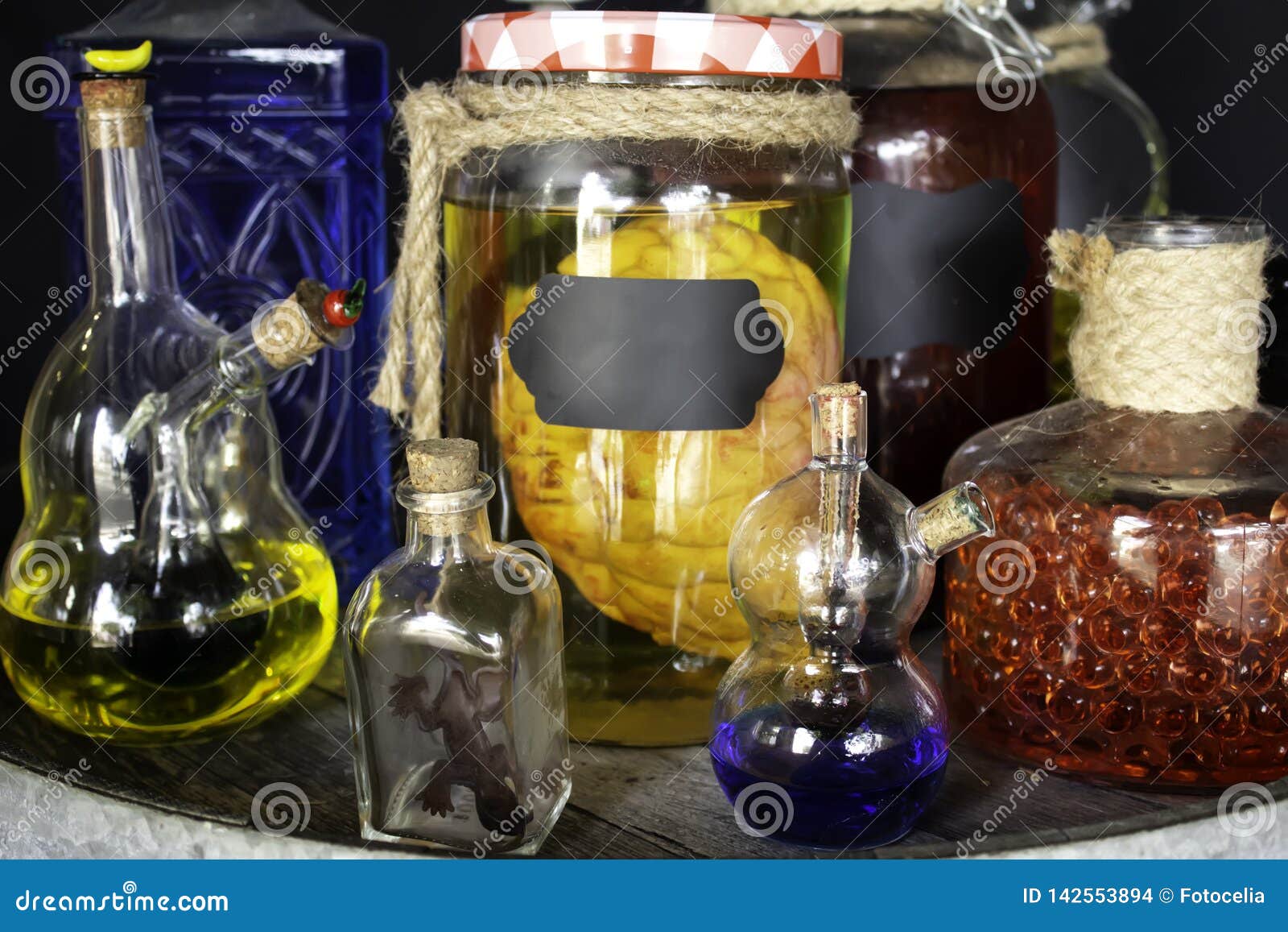 Witchcraft Potions detail stock photo. Image of background - 142553894