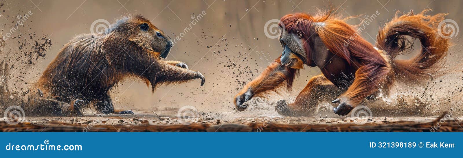 epic primate battle in the wild jungle captivating action shots of fierce monkeys engaged in intense rivalry and gripping clash of