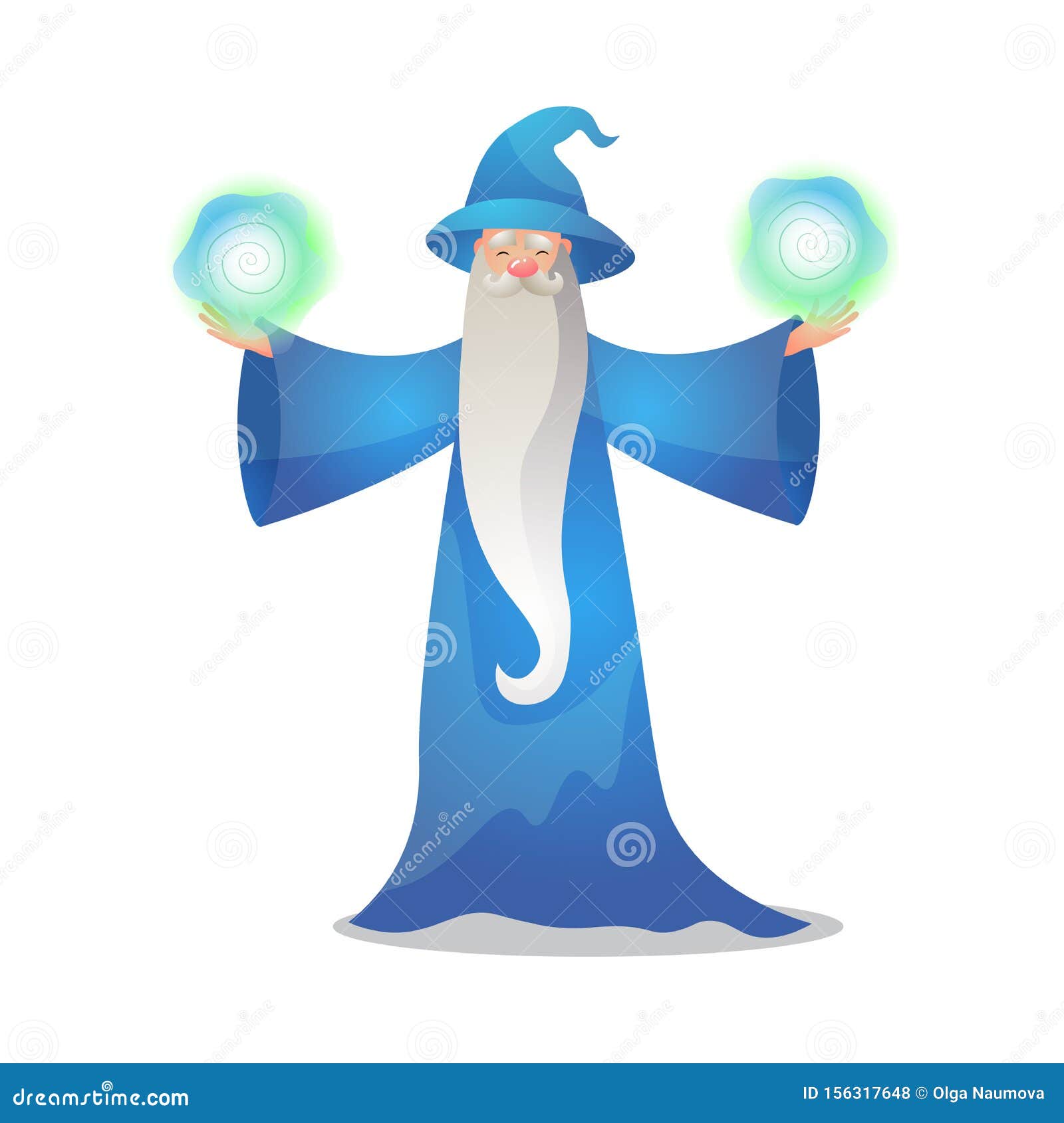 wizard character in action poses. colorful raster  in flat cartoon style