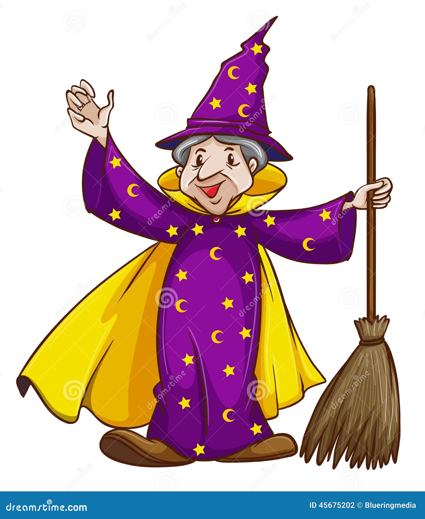A Wizard Holding A Broomstick Stock Vector Illustration of