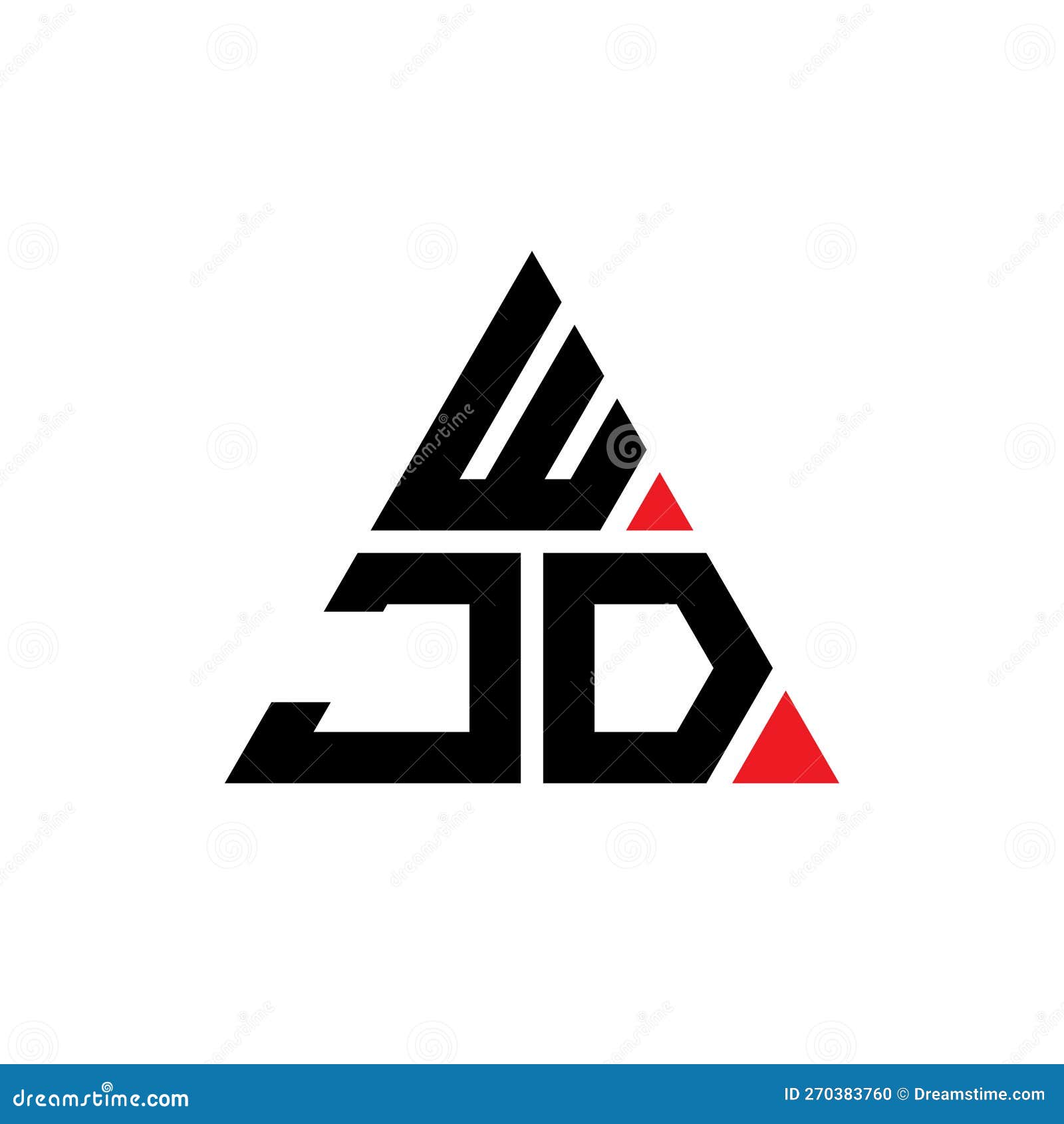 wjd triangle letter logo  with triangle . wjd triangle logo  monogram. wjd triangle  logo template with red