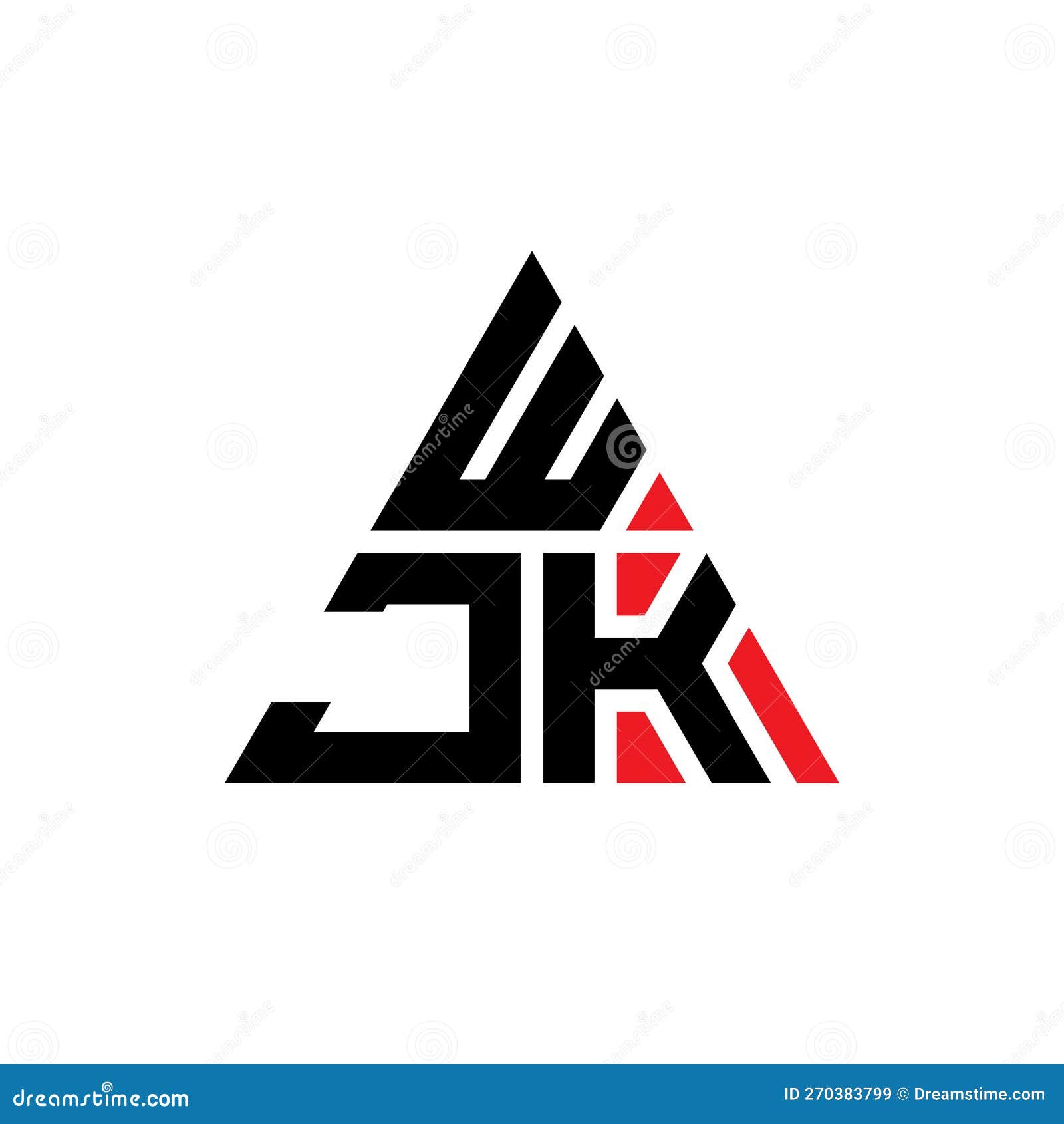 wjk triangle letter logo  with triangle . wjk triangle logo  monogram. wjk triangle  logo template with red