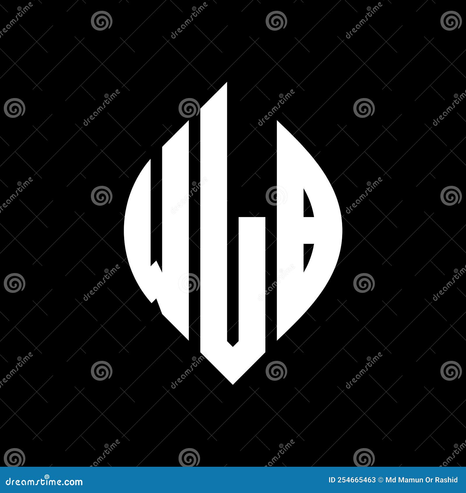wlb circle letter logo  with circle and ellipse . wlb ellipse letters with typographic style. the three initials form a