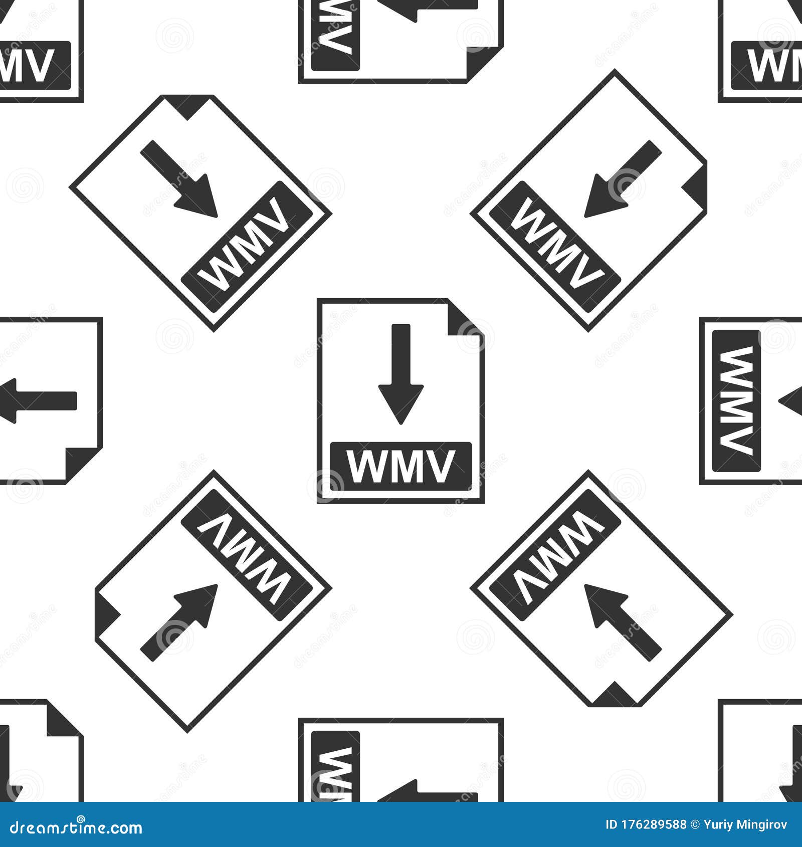 wmv file document icon. download wmv button icon seamless pattern on white background