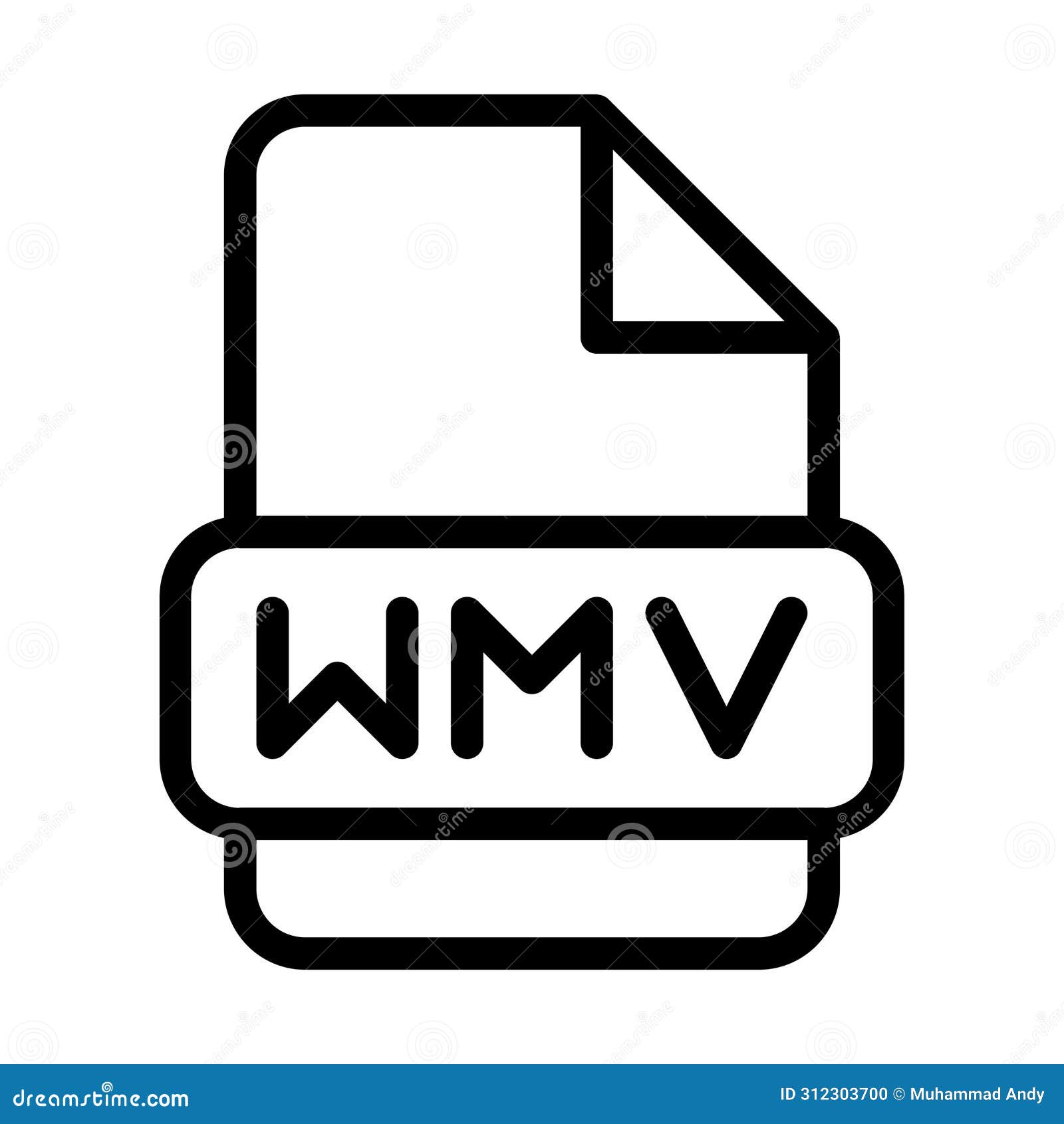 wmv file icon. type files sign outline  , icons format type data.  