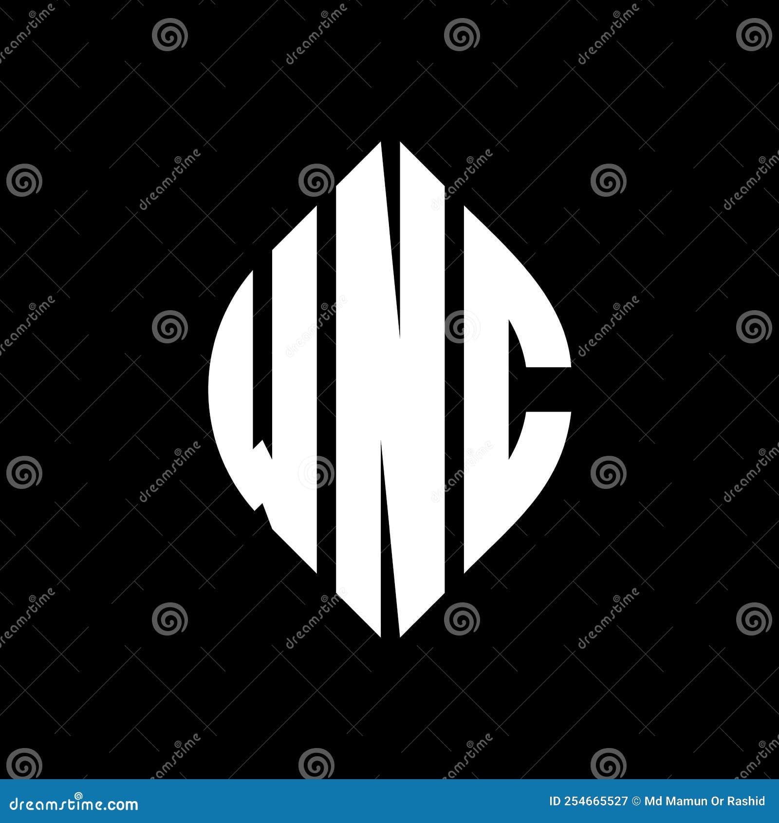wnc circle letter logo  with circle and ellipse . wnc ellipse letters with typographic style. the three initials form a