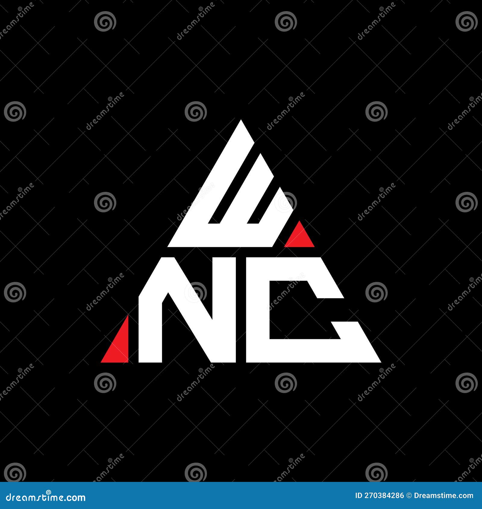 wnc triangle letter logo  with triangle . wnc triangle logo  monogram. wnc triangle  logo template with red