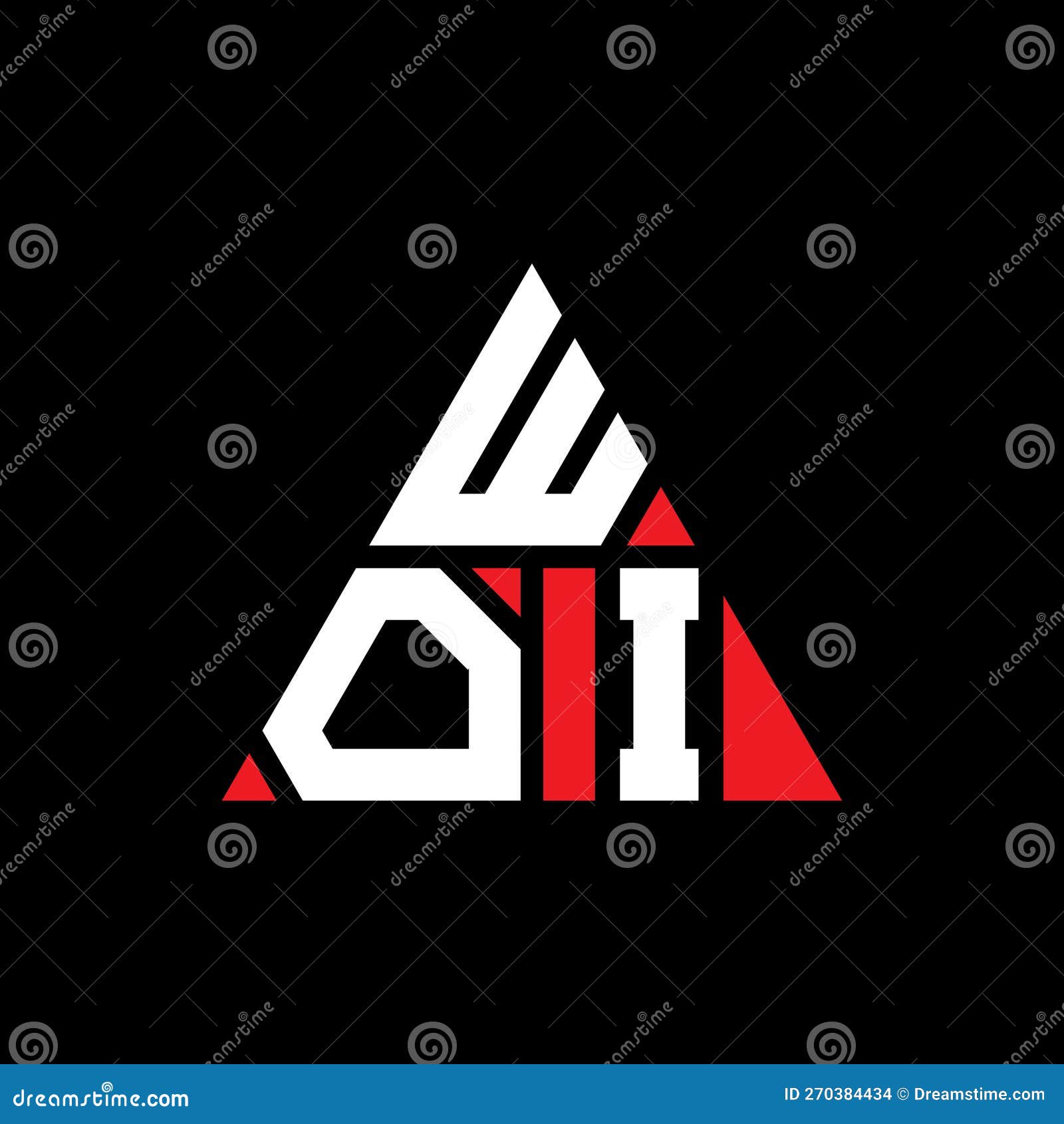 woi triangle letter logo  with triangle . woi triangle logo  monogram. woi triangle  logo template with red