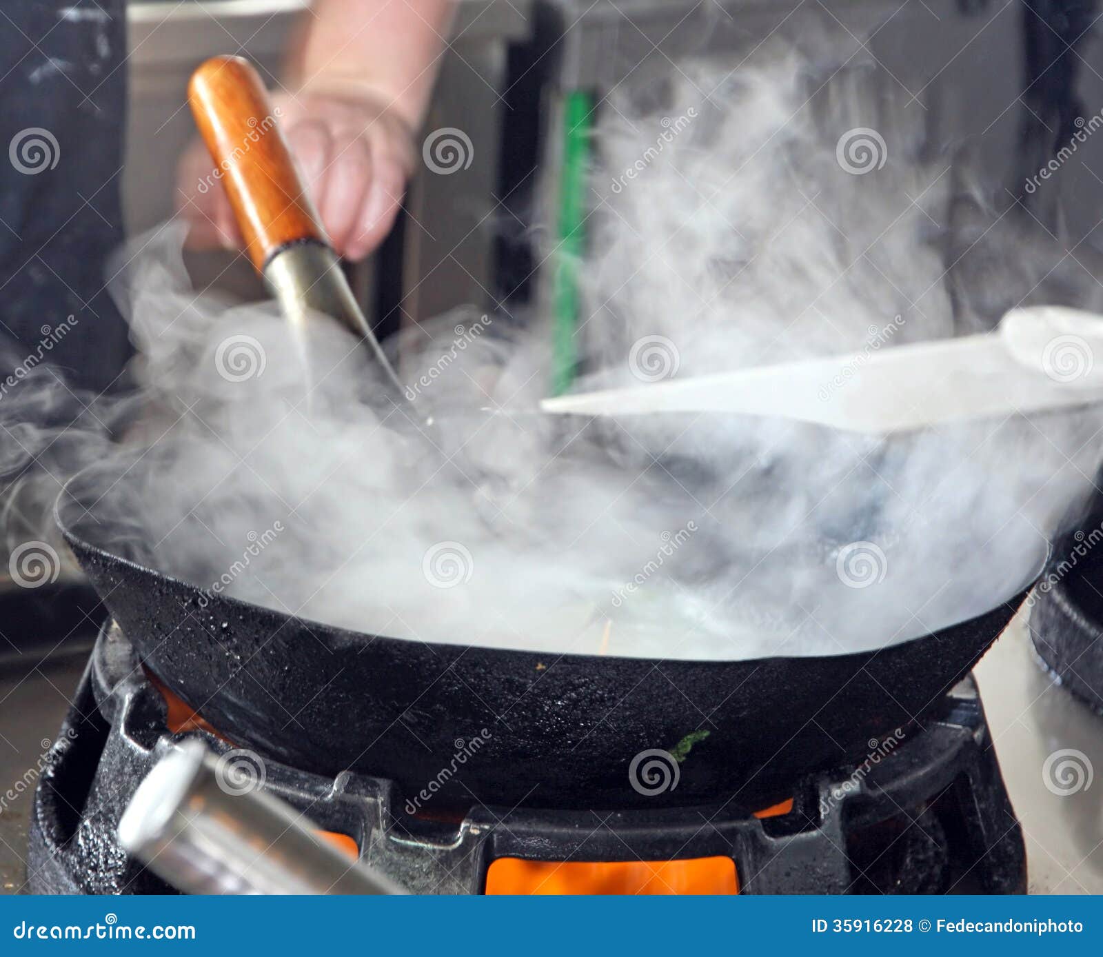 Wok Full Of Steam During Cooking Stock Photo Image of restaurant