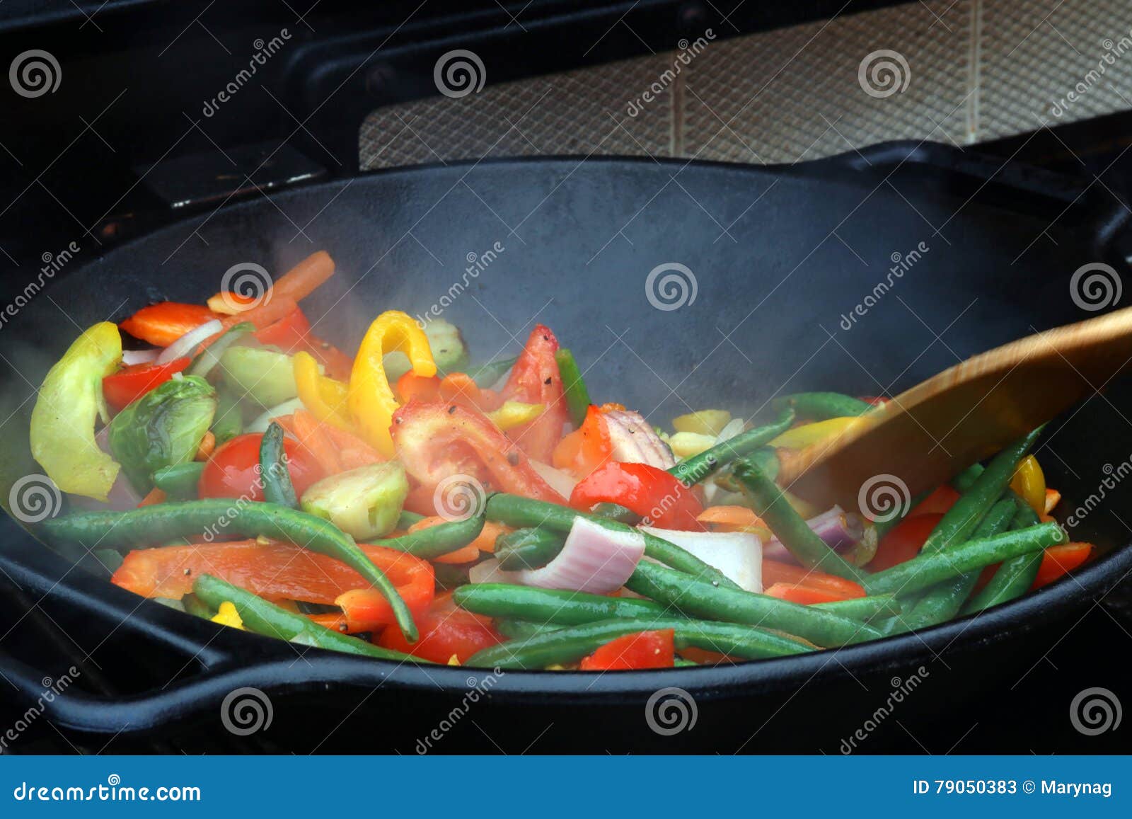 Wok stir fry stock image. Image of healthy, fragrant - 79050383