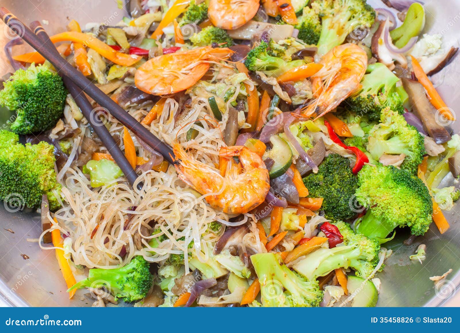 Wok stir fry stock photo. Image of delicious, green, coating - 35458826