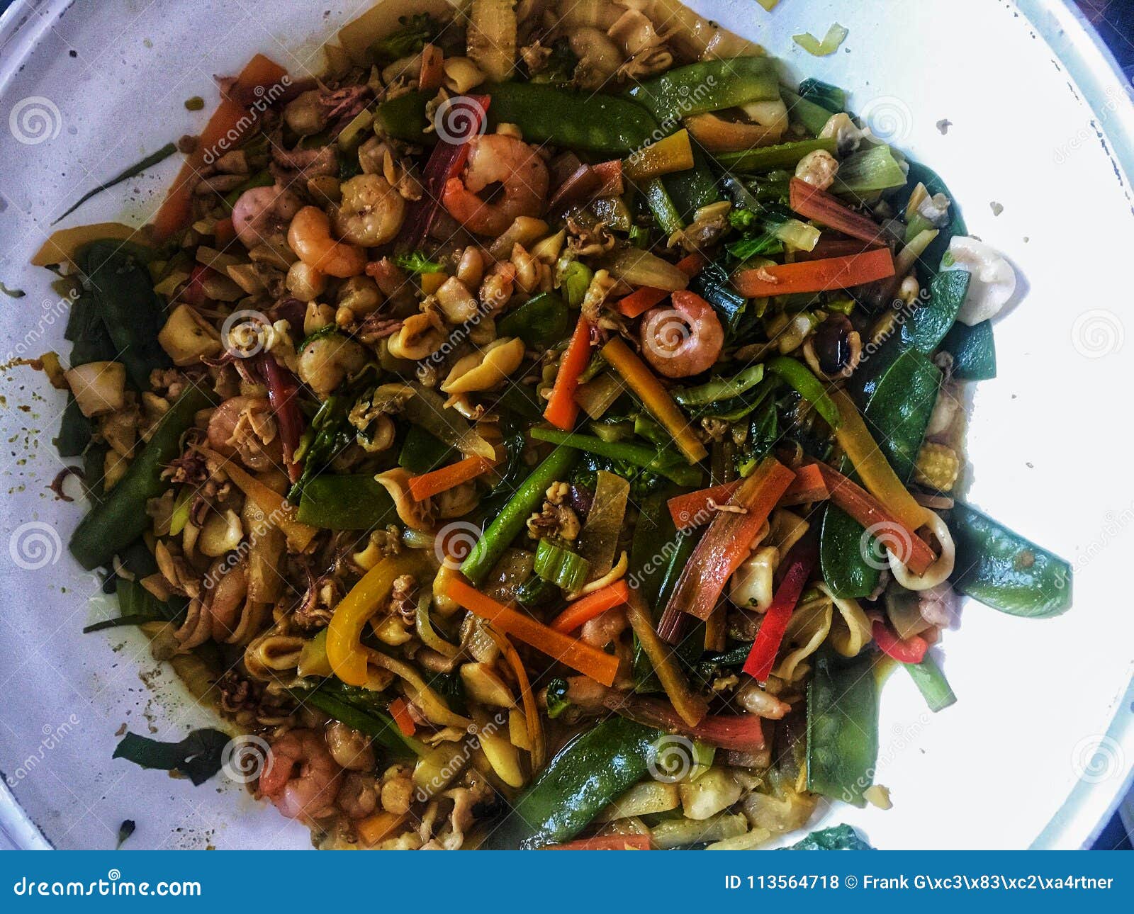 Wok stir fry with seafood stock photo. Image of chinese - 113564718