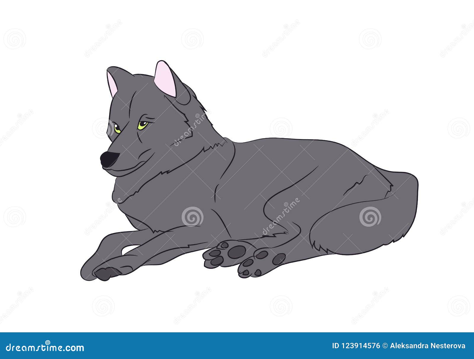 Wolf asleep, color, vector stock vector. Illustration of silhouette ...