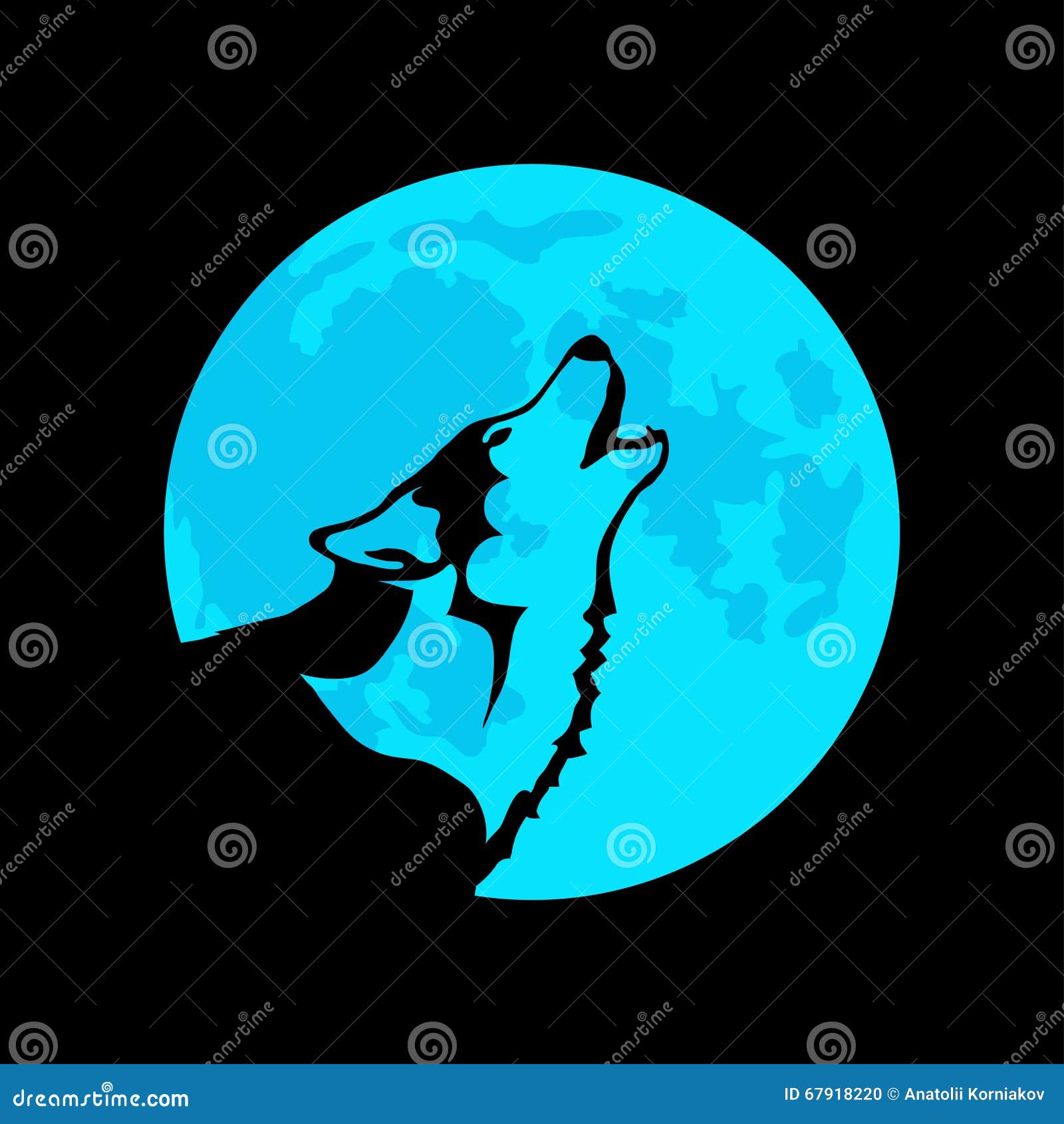 Wolf on the Background of the Blue Moon Stock Vector - Illustration of