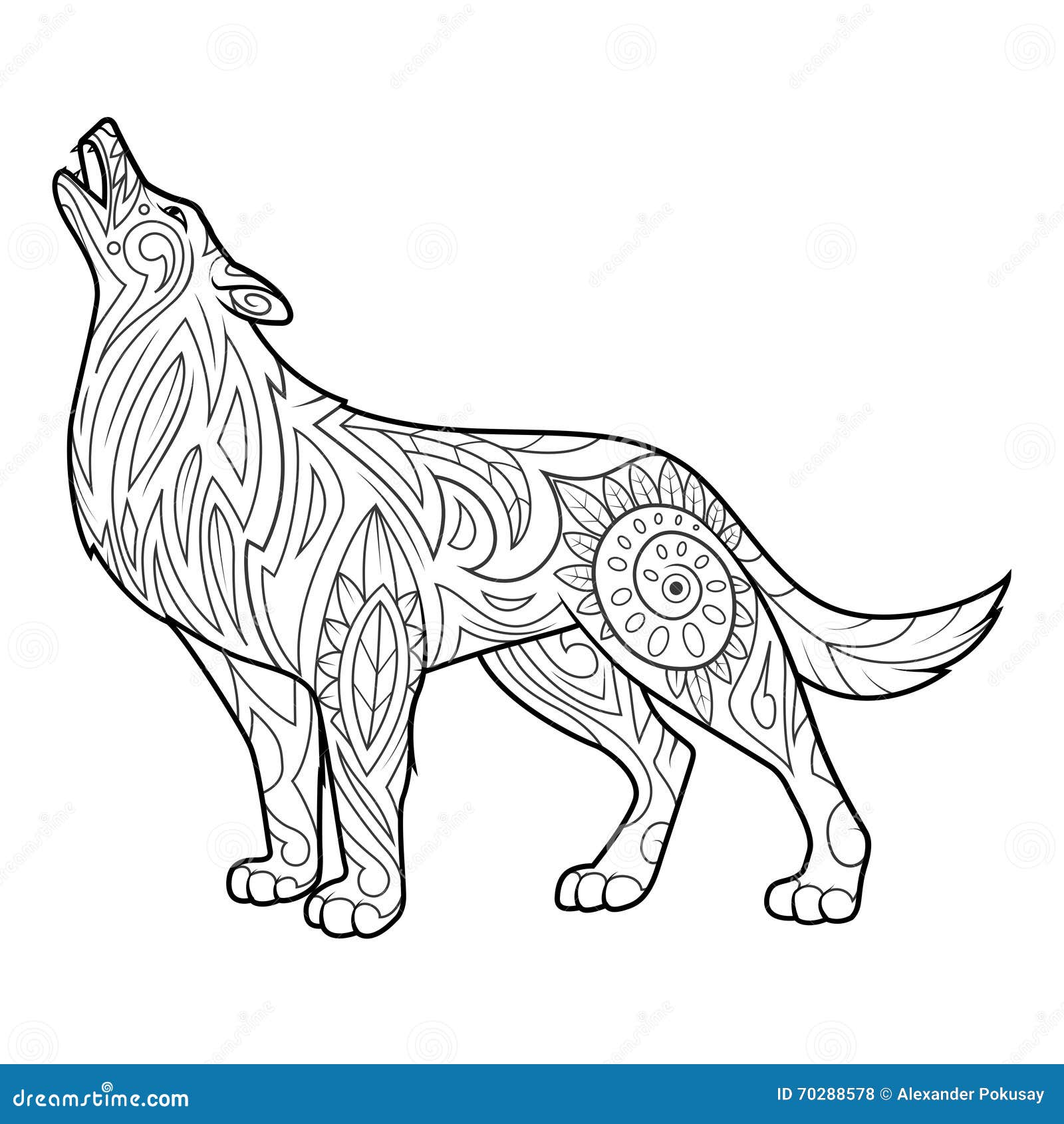 Wolf Coloring Book for Adults Vector Stock Vector - Illustration of
