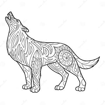 Wolf Coloring Book for Adults Vector Stock Vector - Illustration of ...