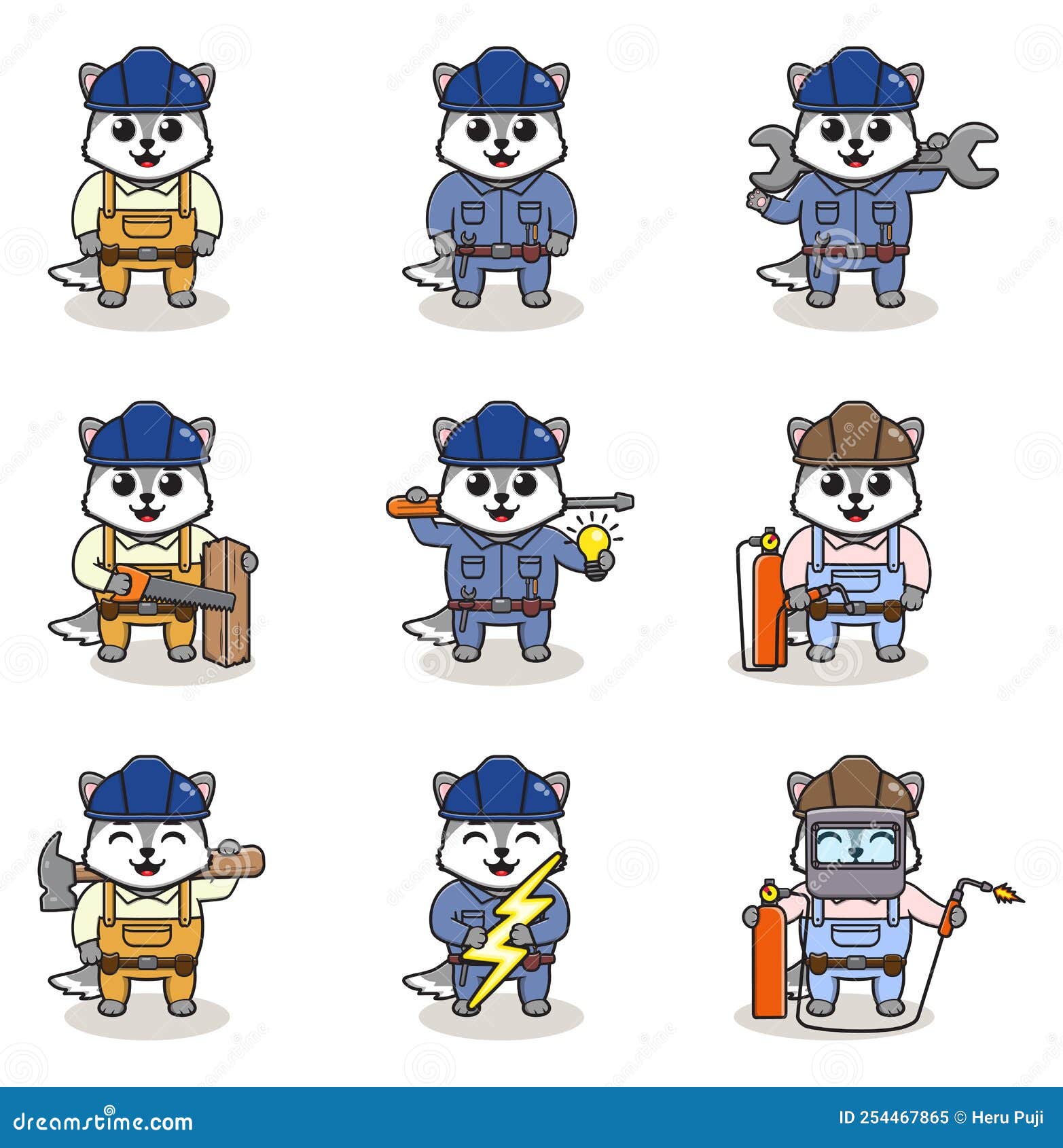 Wolf Construction, Builder, Electrician, Welder and Handymen Set Stock