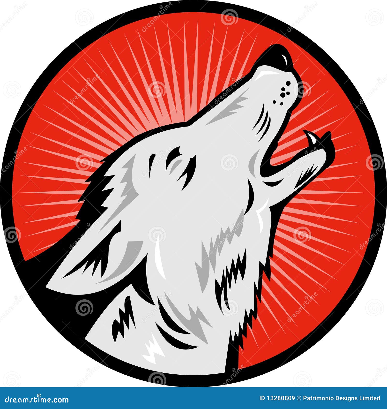 Wolf die zijaanzicht huilt stock illustratie.