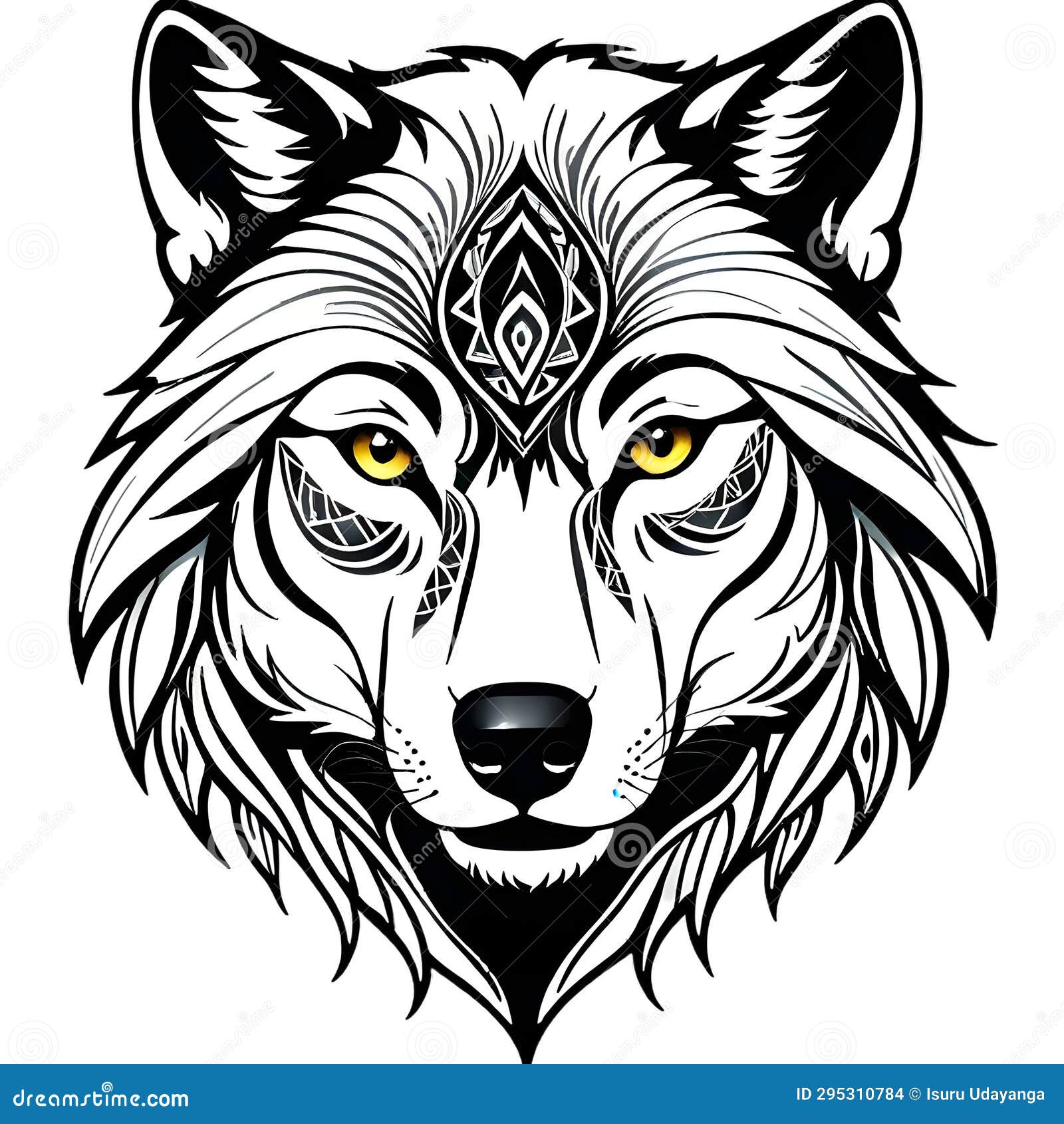 Wolf Face Tribal Tattoo Art Isolated on White Additional Transparent ...