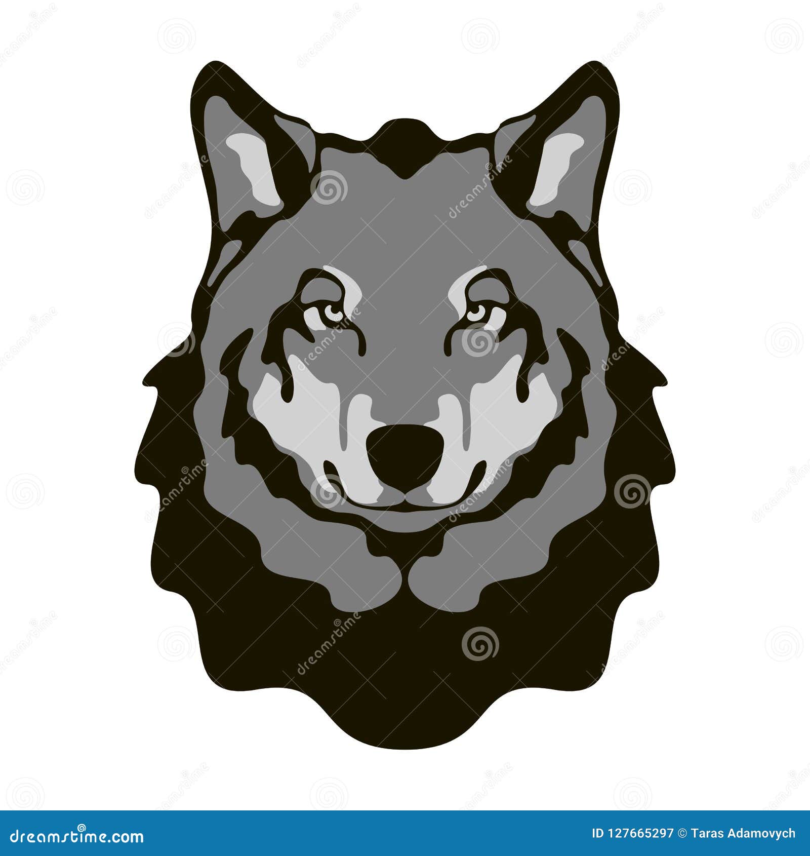 Wolf Face Vector Illustration Flat Style Front Stock Vector ...