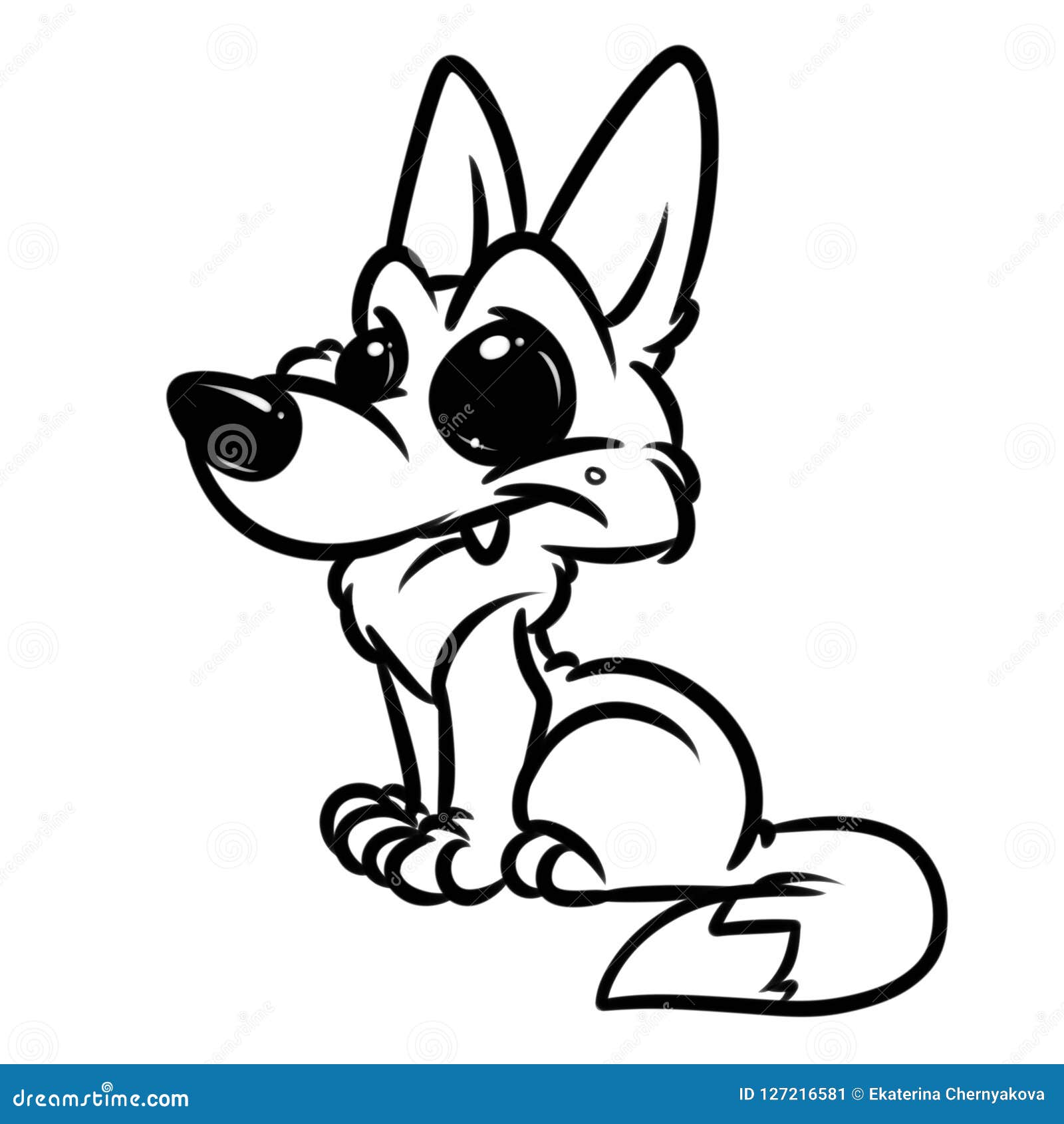 Wolf Gray Cute Cartoon Illustration Animal Character Coloring Page