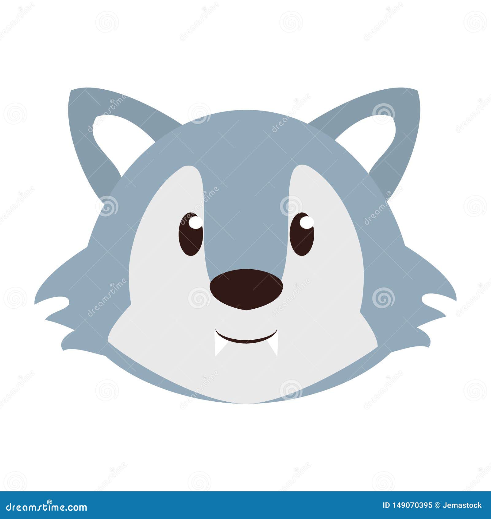 Wolf Head Wildlife Cute Animal Cartoon Stock Vector - Illustration of ...