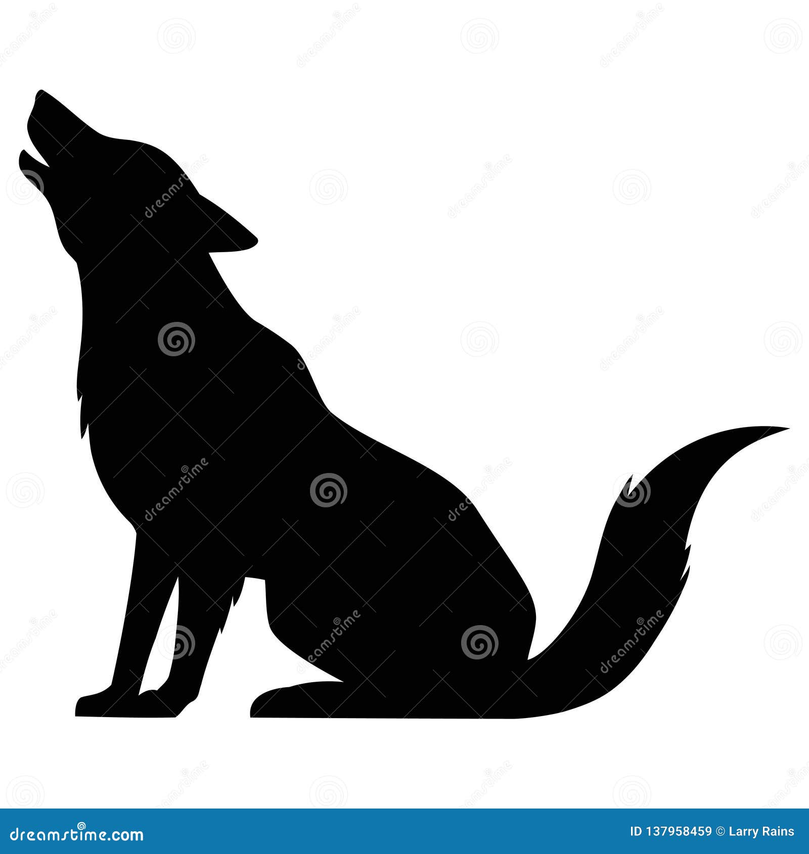 Wolf Howling Silhouette stock vector. Illustration of silhouette - 137958459