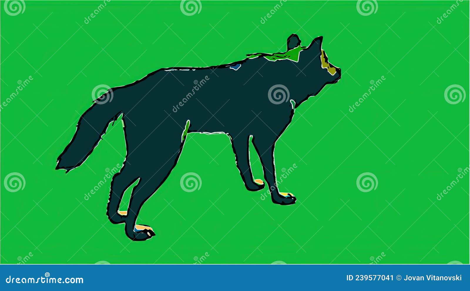 Wolf Isolated on Green Screen Stock Illustration Illustration of