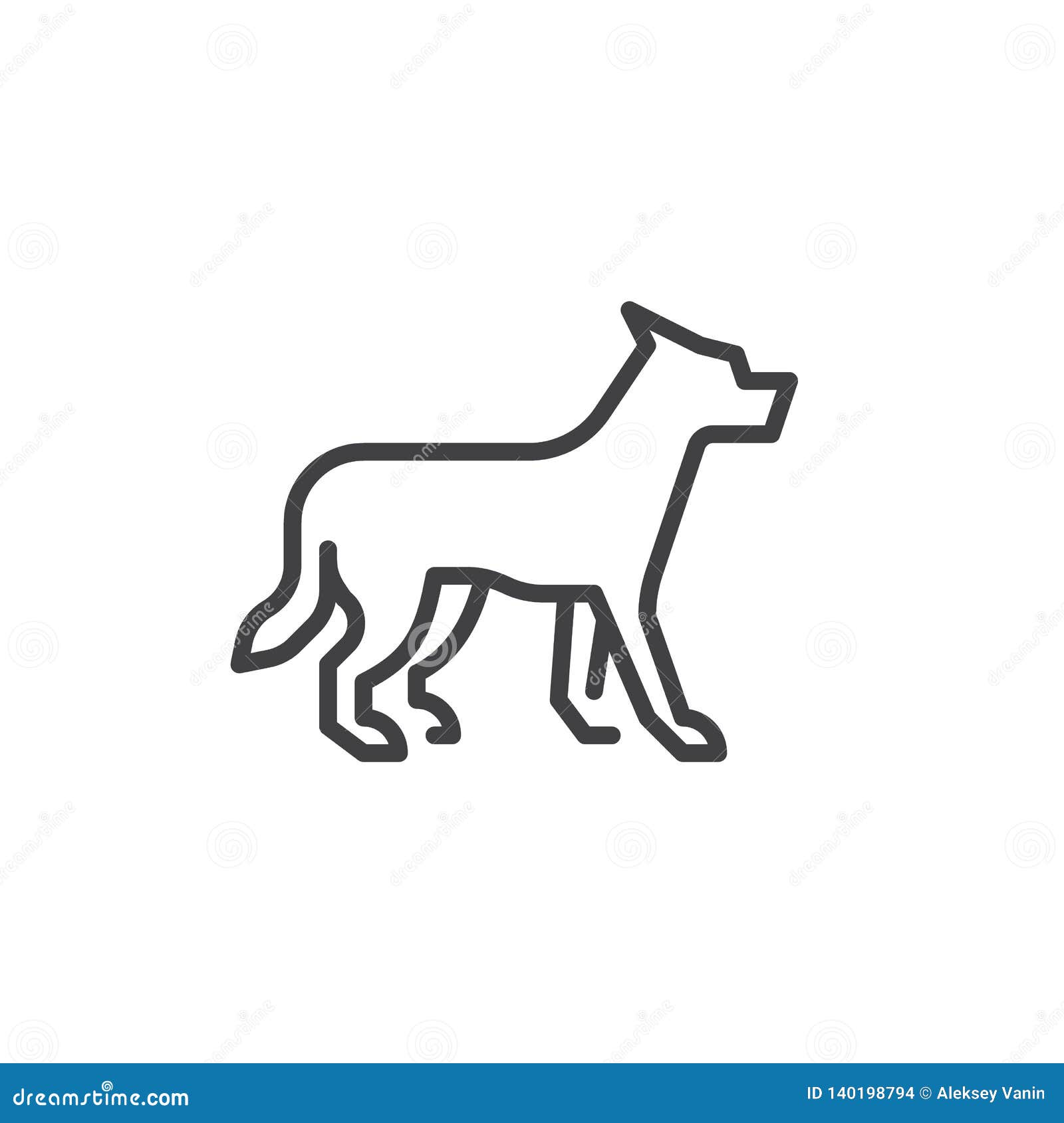 Wolf side view line icon stock vector. Illustration of wild - 140198794