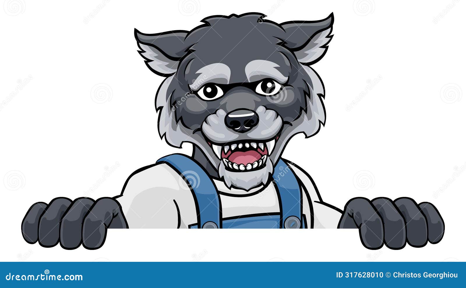wolf mascot decorator gardener handyman worker