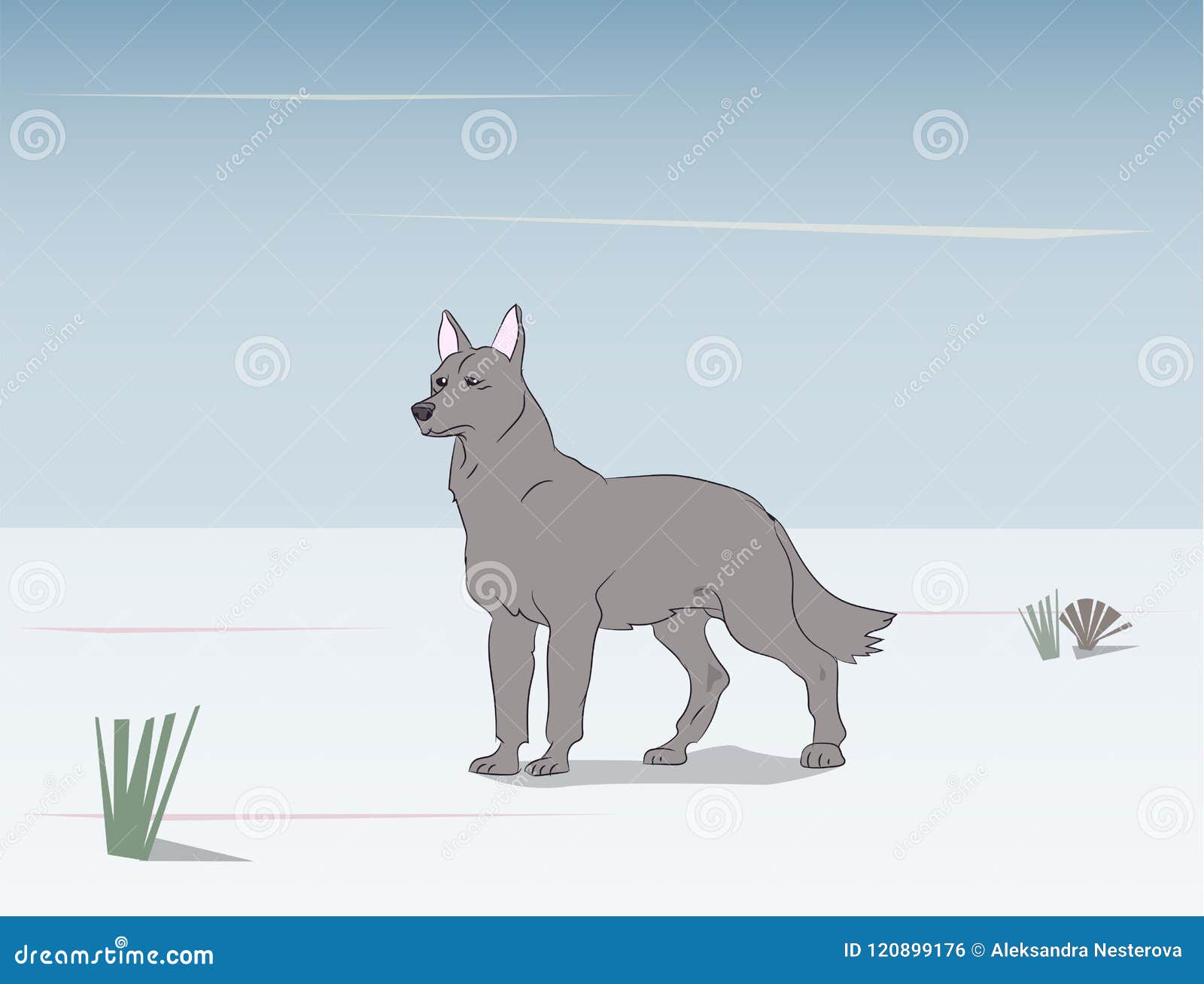 Wolf on nature background stock vector. Illustration of grey - 120899176