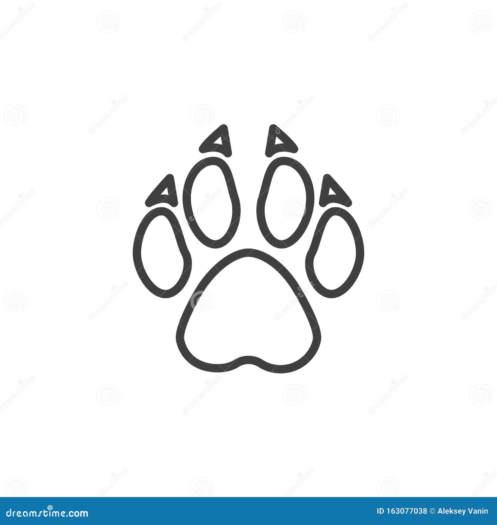 Wolf paw print line icon stock vector. Illustration of wolf - 163077038