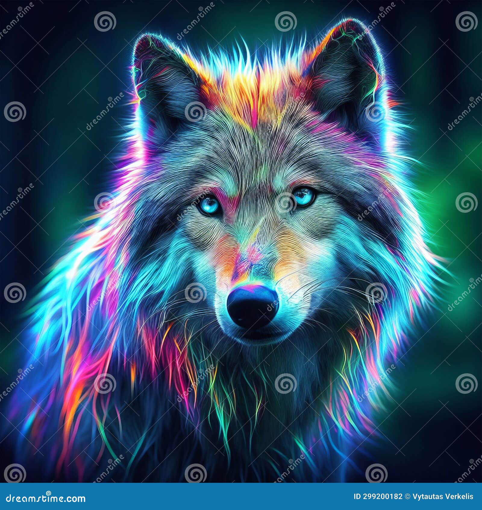 Wolf Portrait. Colorful Wolf in the Forest. Stock Photo - Image of ...