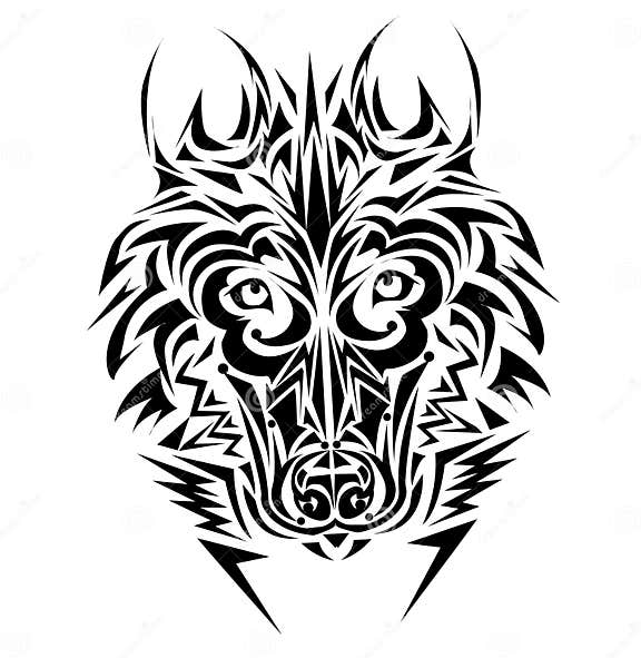 Wolf tribal tattoo style stock vector. Illustration of leader - 23149857