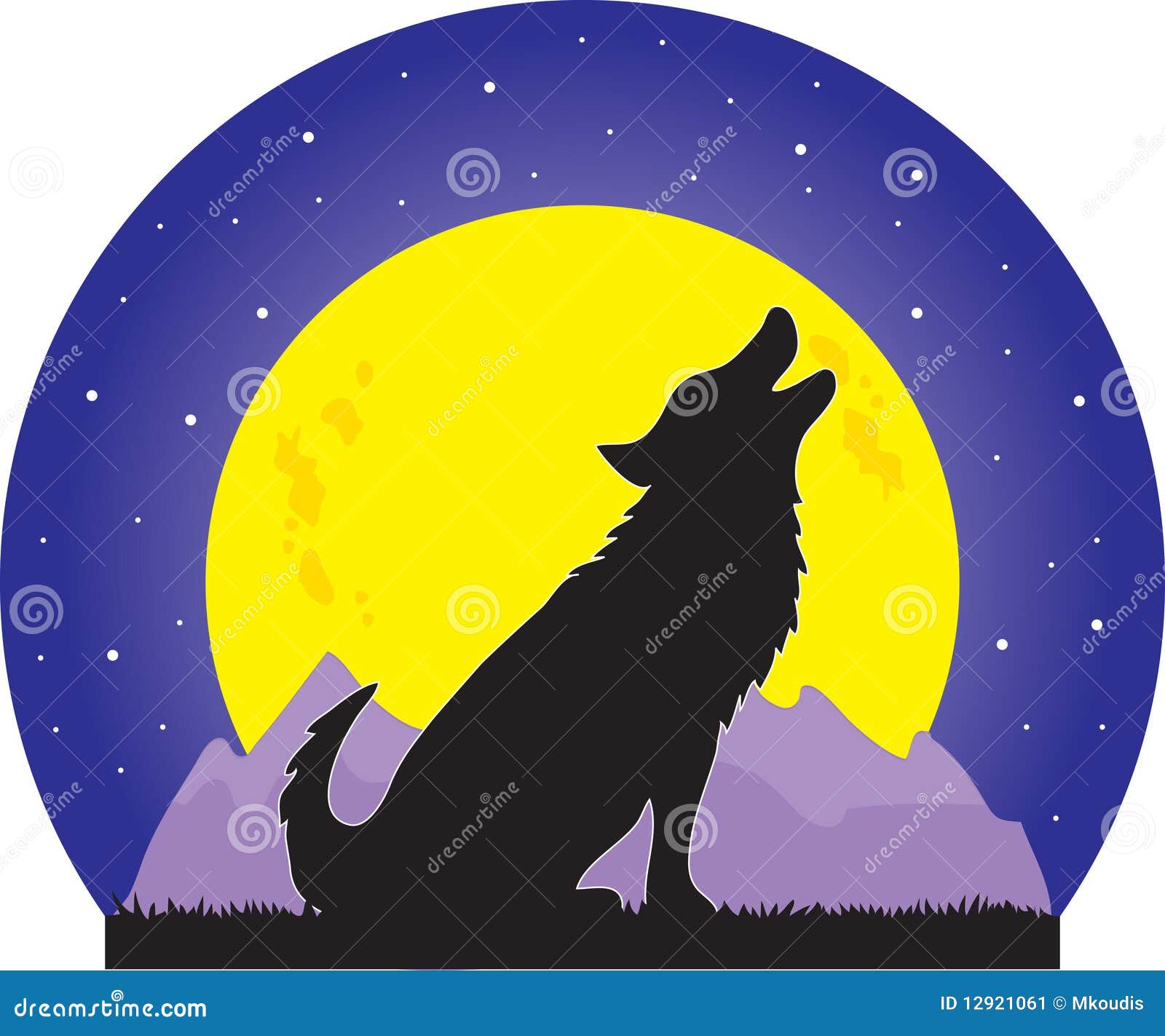 Wolf und Mond vektor abbildung. Illustration von beleuchtete - 12921061