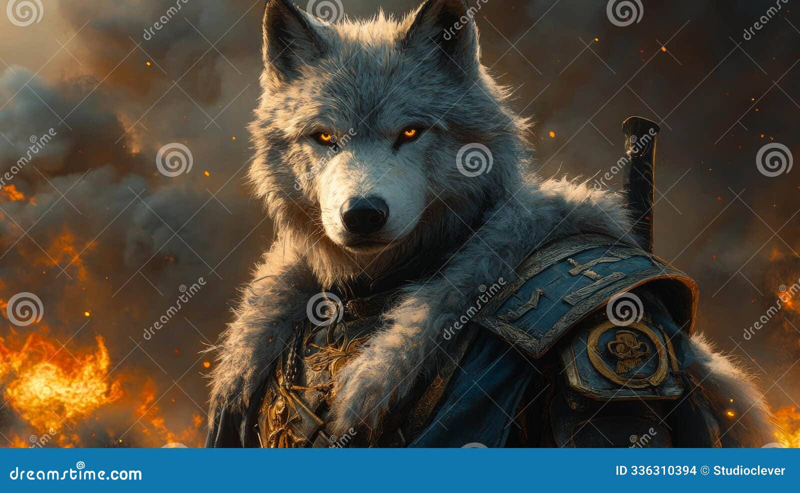wolf warrior in battle armor generative ai