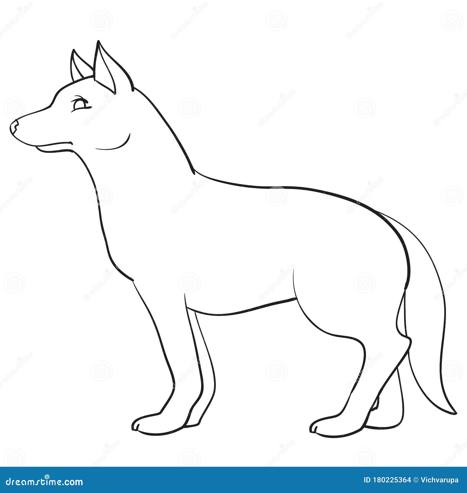 Wolf, Wild Animal, Stands Sideways on Four Paws, Outline Drawing, Coloring,  Isolated Object on a White Background Stock Vector - Illustration of  creativity, animals: 180225364