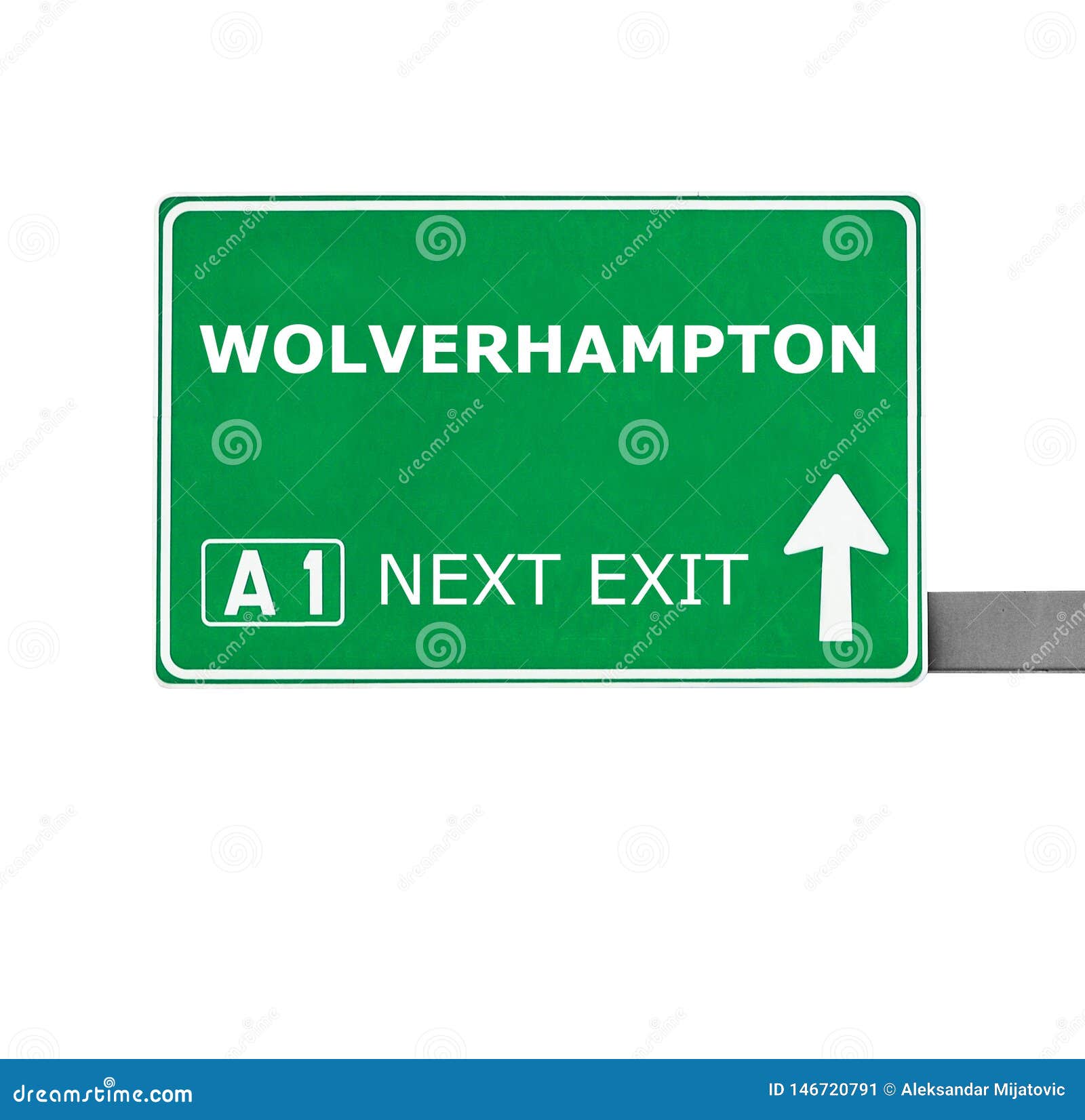 wolverhampton road sign  on white
