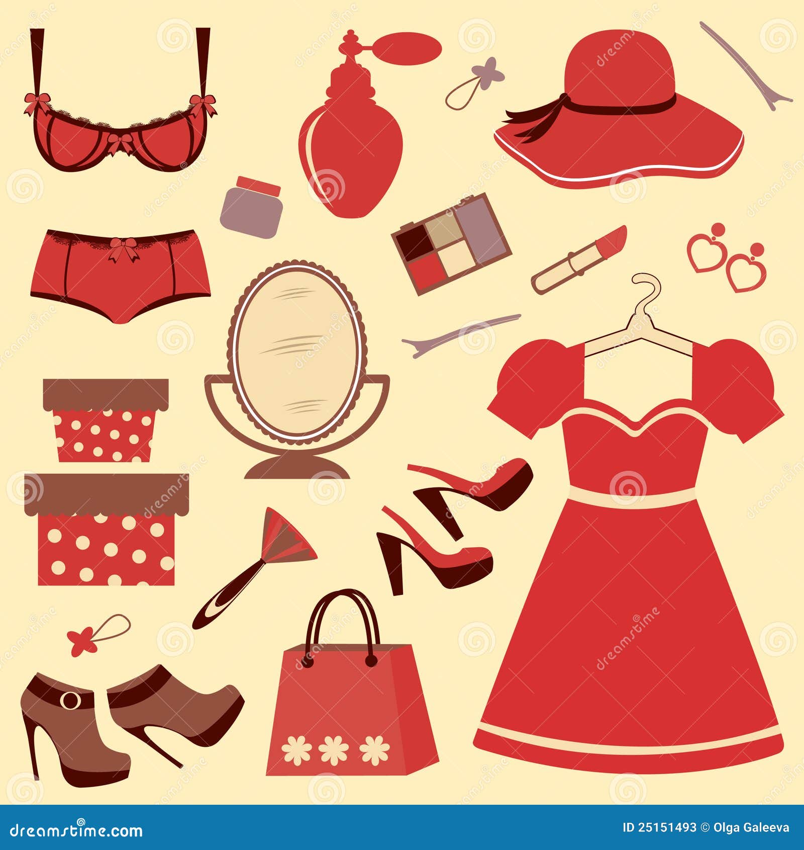 Woman accessories set stock vector. Illustration of shoes - 25151493