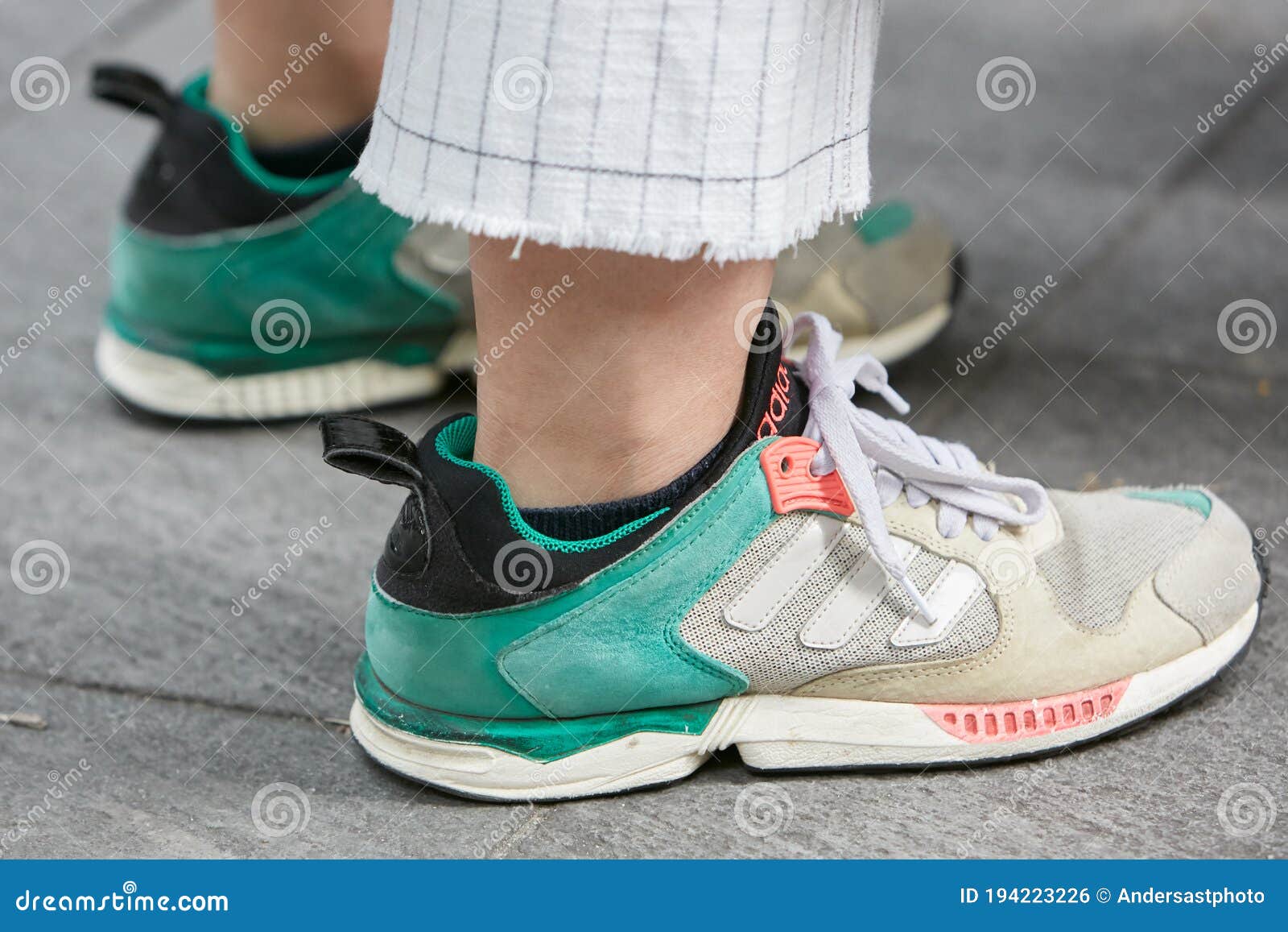 Woman With Adidas Sneakers In Green 