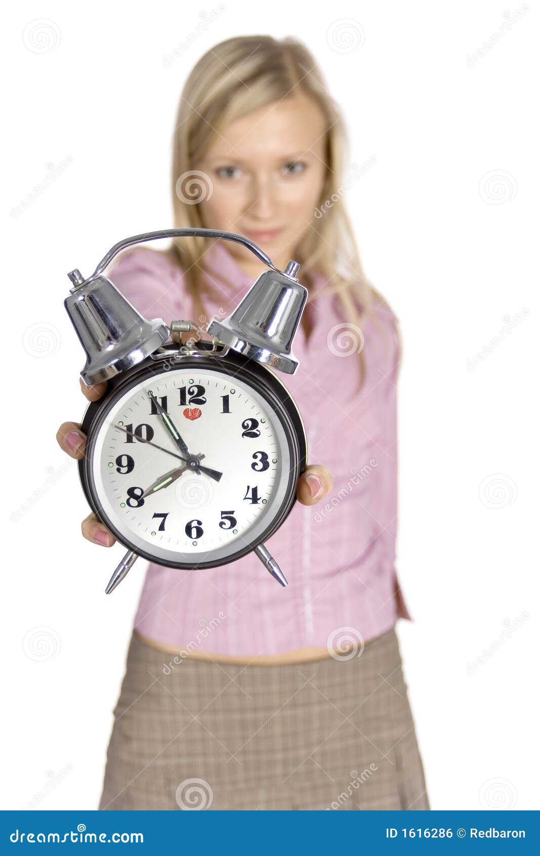 Woman with Alarm Clock stock photo. Image of interesting 1616286