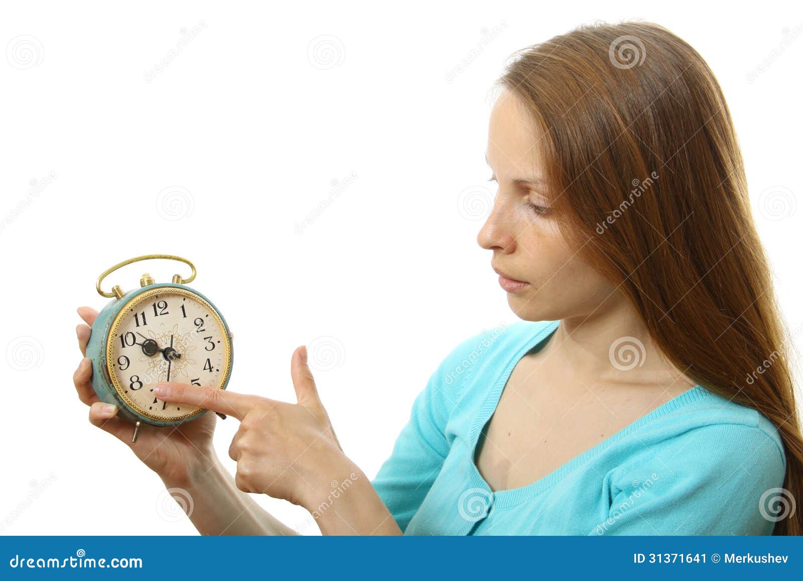 Woman with alarm clock stock image. Image of beauty, facial 31371641