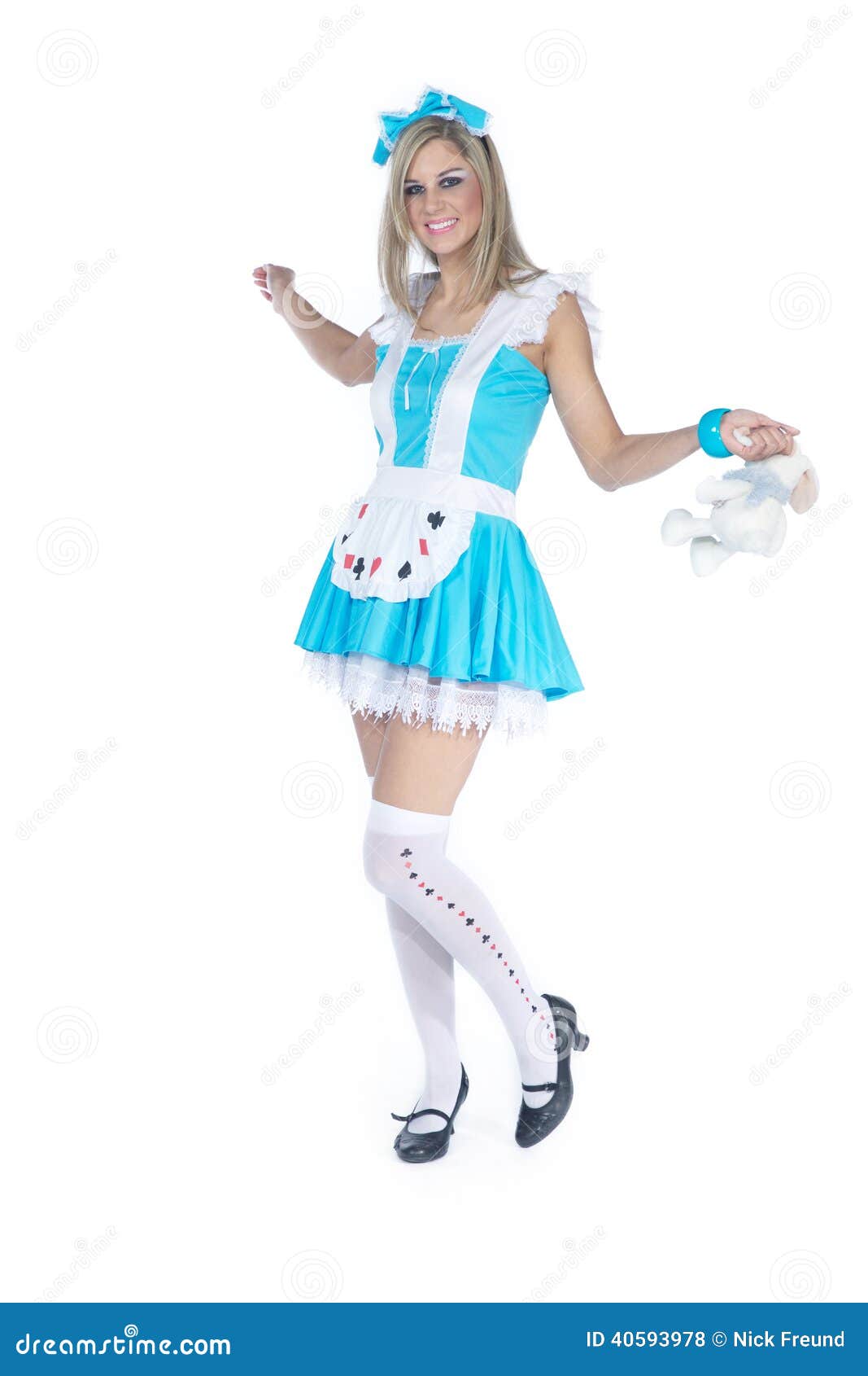 Woman in alice costume stock photo. Image of female, blue - 40593978