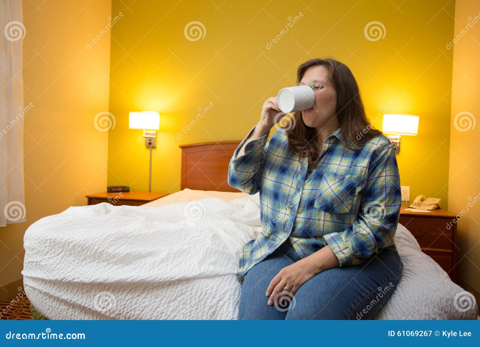 Woman Alone In Hotel Room Stock Image Image Of Female