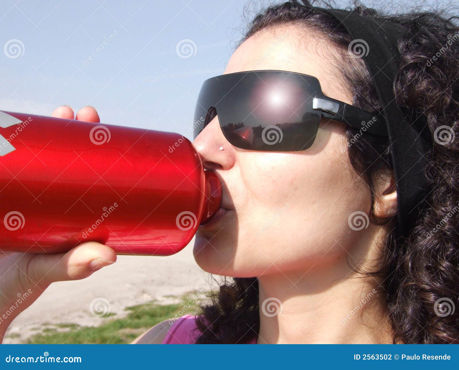Woman and Aluminum canteen stock photo. Image of beauty 2563502