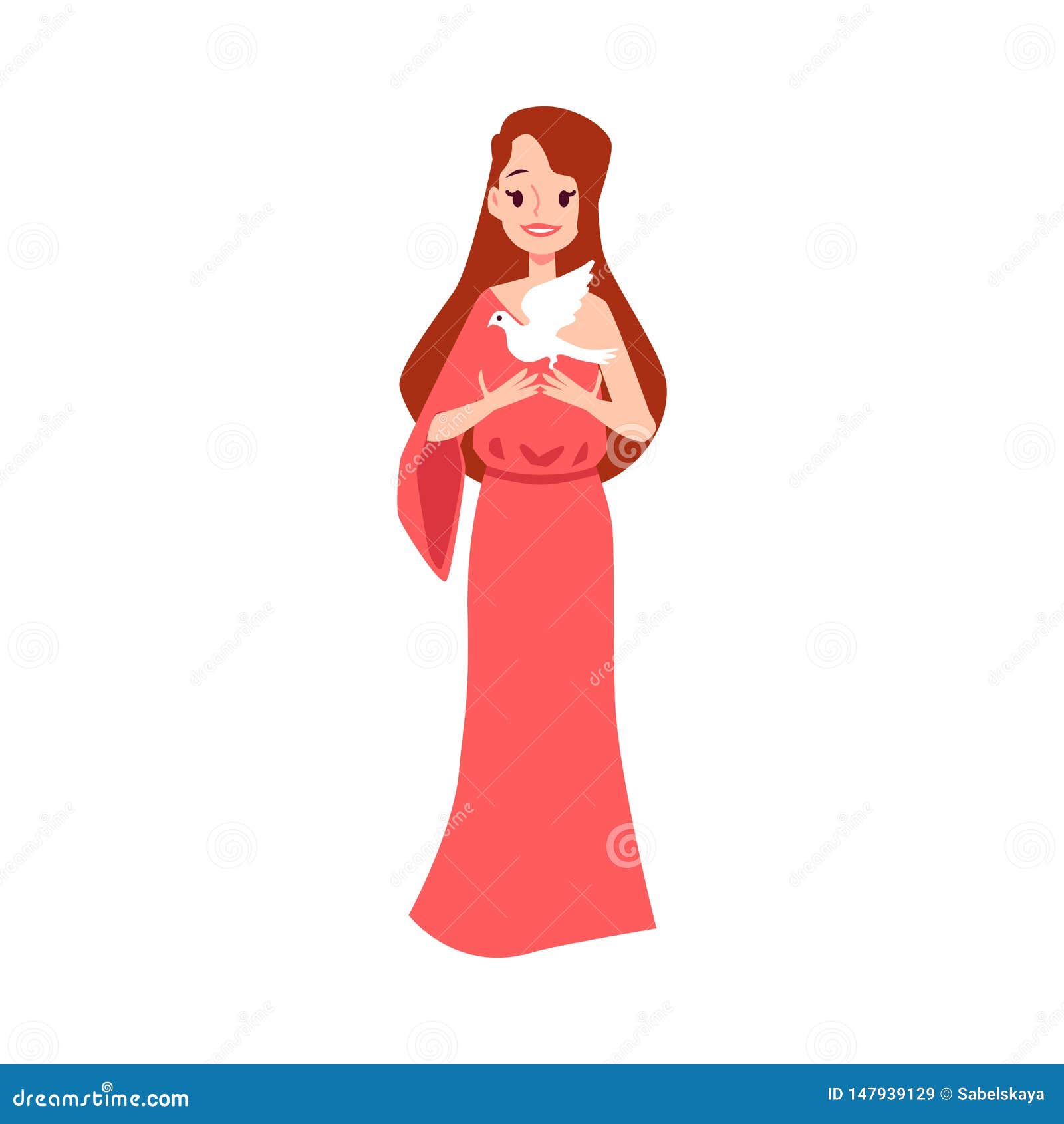 Woman or Aphrodite Greek Goddess Stands Holding White Dove Cartoon Style  Stock Vector - Illustration of beauty, length: 147939129