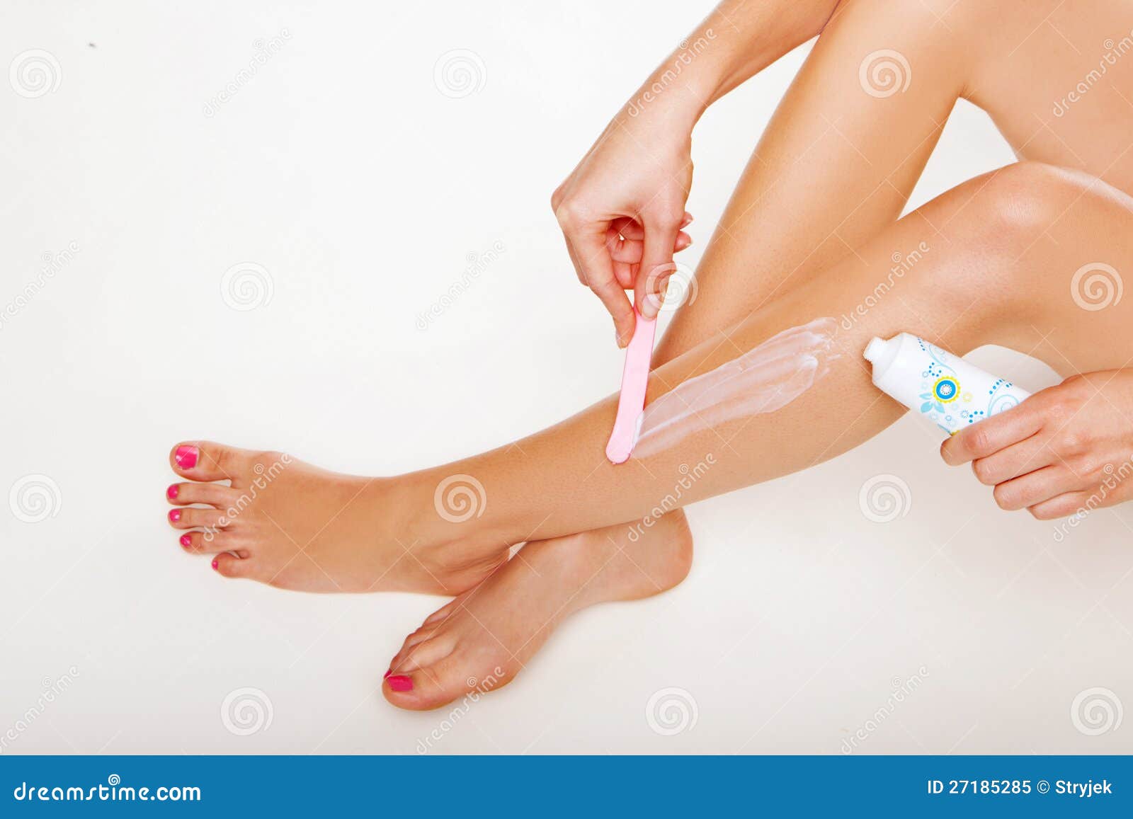 Woman Applying Depilatory Cream Stock Image Image of skincare